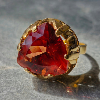 Oregon Sunstone Art Deco Ring | Estate | 18kt