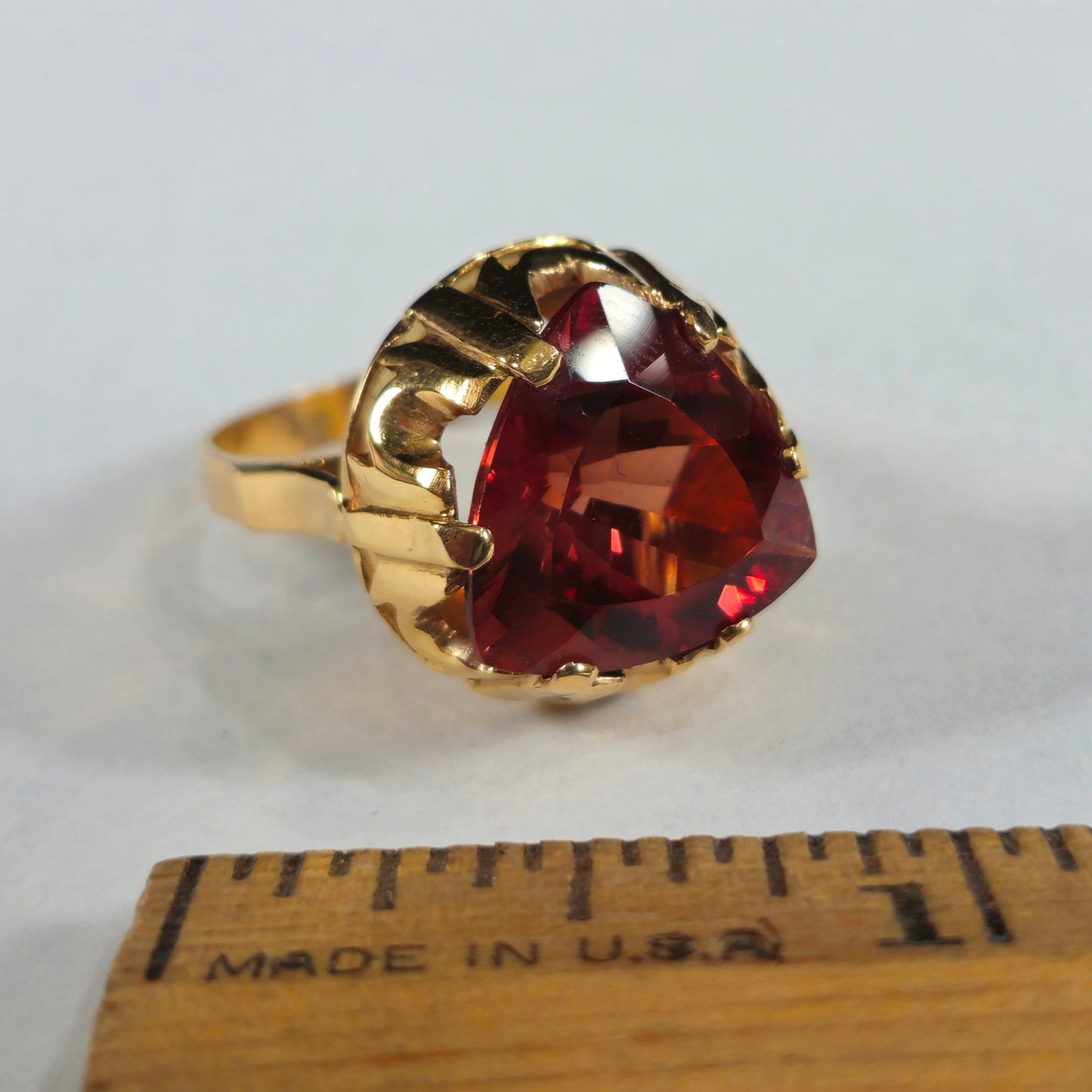 Oregon Sunstone Art Deco Ring | Estate | 18kt