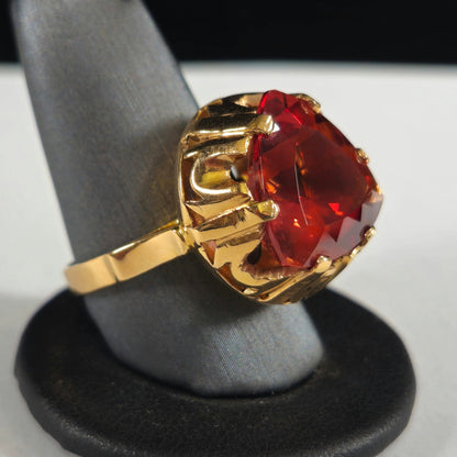 Oregon Sunstone Art Deco Ring | Estate | 18kt