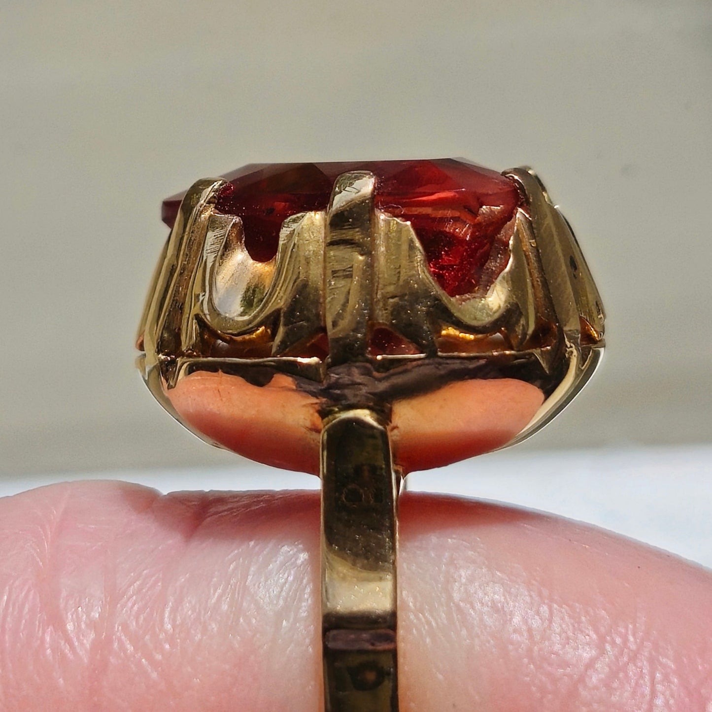 Oregon Sunstone Art Deco Ring | Estate | 18kt