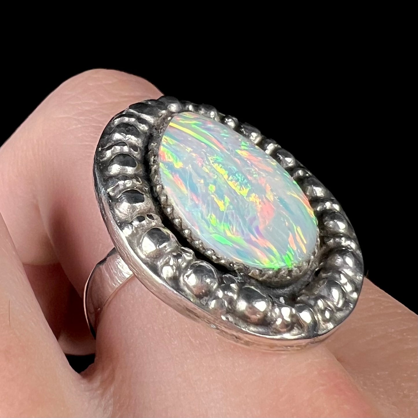 Sue "The Synthetic" | Lab Created Opal Statement Ring in Sterling Silver