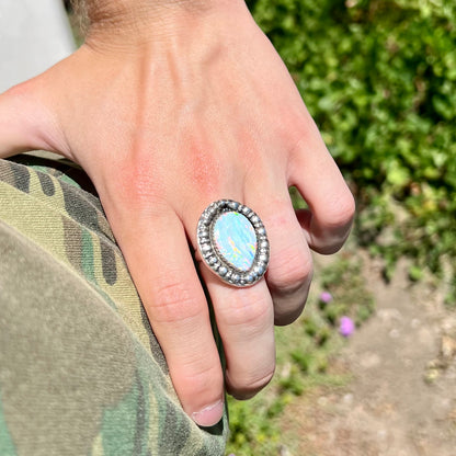 Sue "The Synthetic" | Lab Created Opal Statement Ring in Sterling Silver