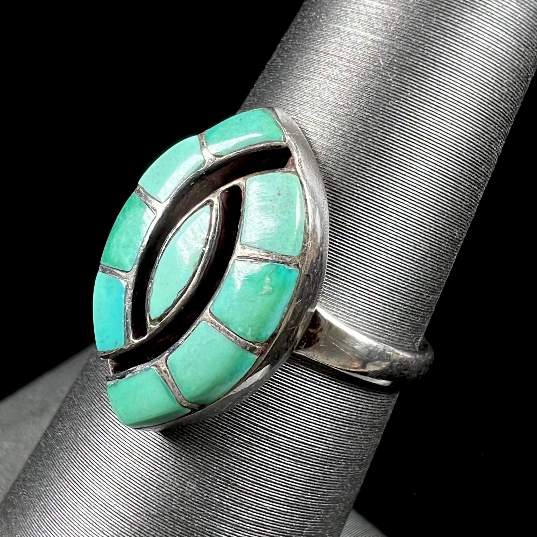 Signature Zuni Native newest Band inlayed Turquoise 7 Ring