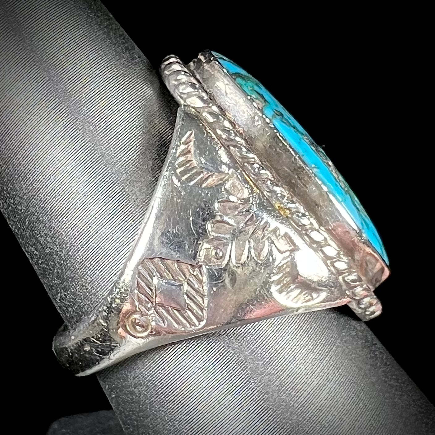 Deals VTG Oxidized Sterling Silver 925 Southwest Turquoise Coral Wide Band Ring 6.25