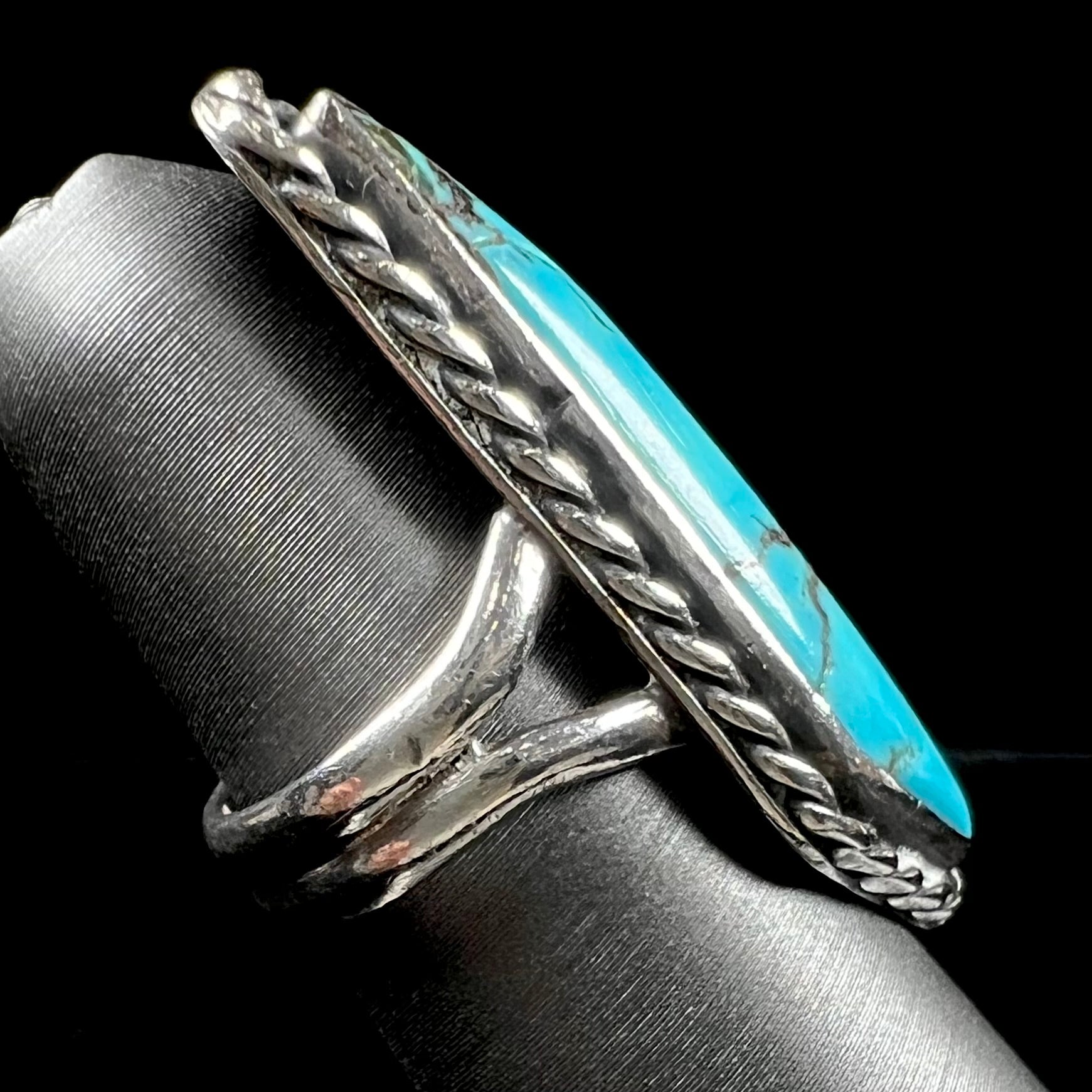 Vintage Unique Sterling Silver popular Turquoise Matrix Ring