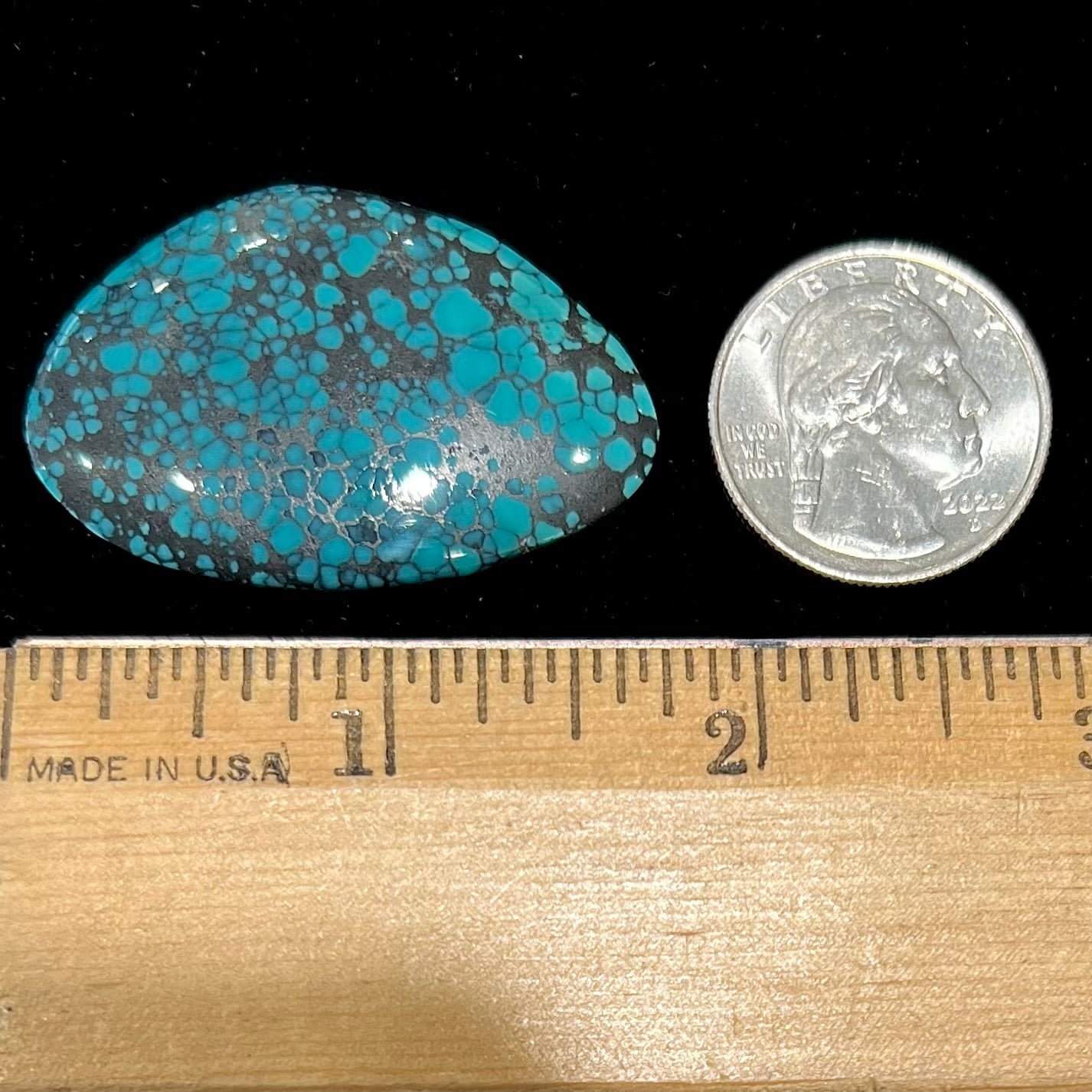 34.70ct Lone Mountain Spiderweb Turquoise, Freeform Cabochon | Sku No. 818