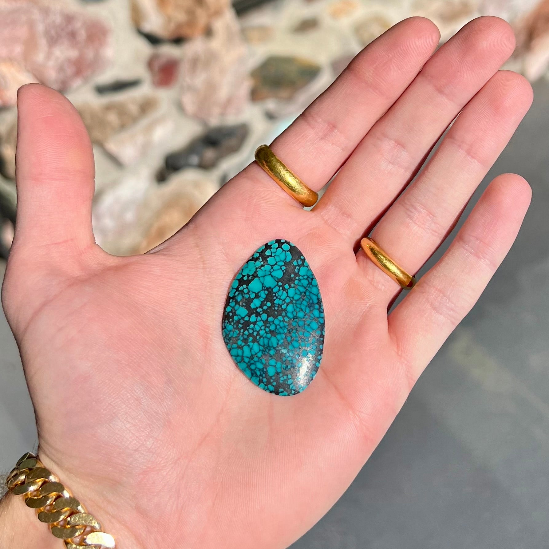 34.70ct Lone Mountain Spiderweb Turquoise, Freeform Cabochon | Sku No. 818