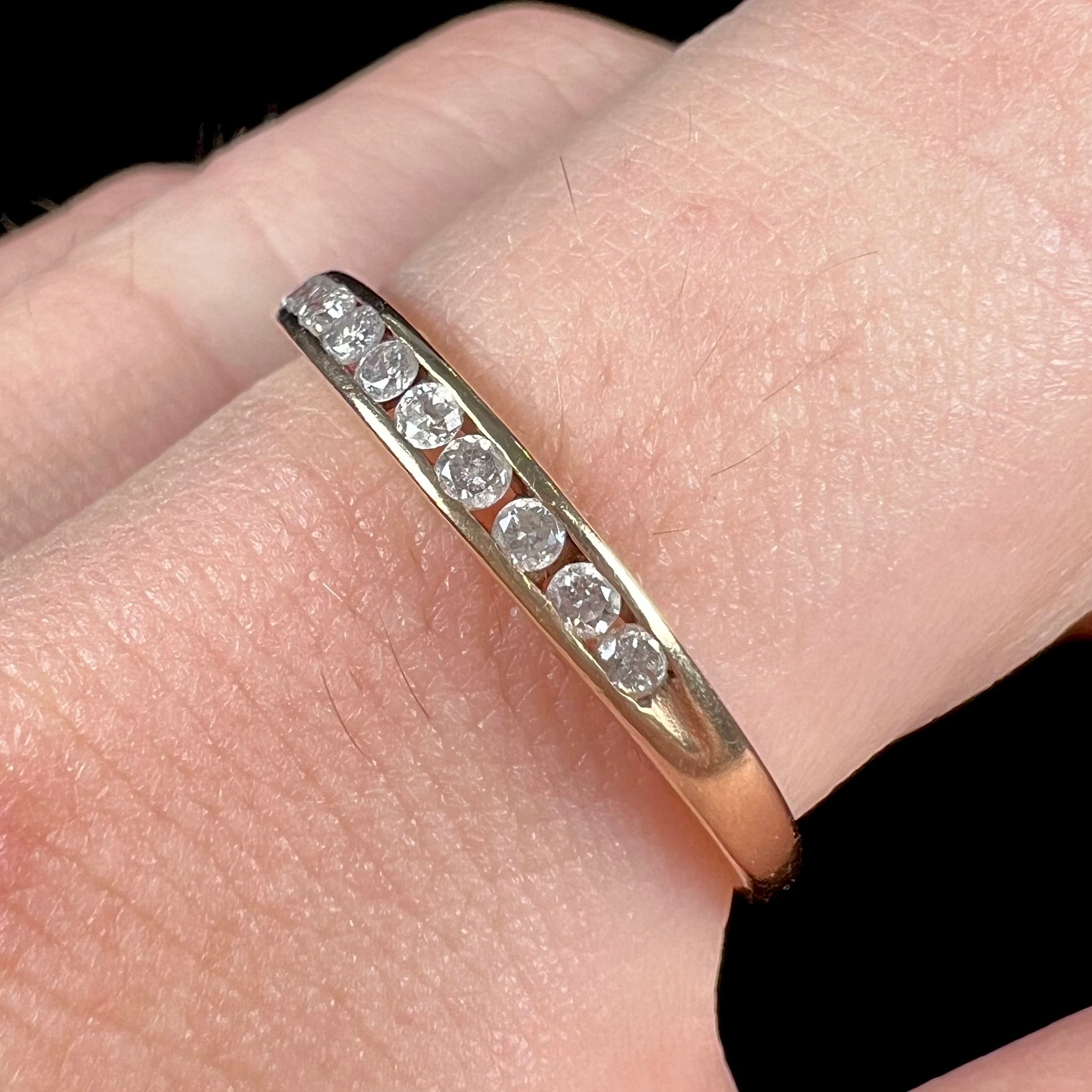 Thin channel set diamond on sale band