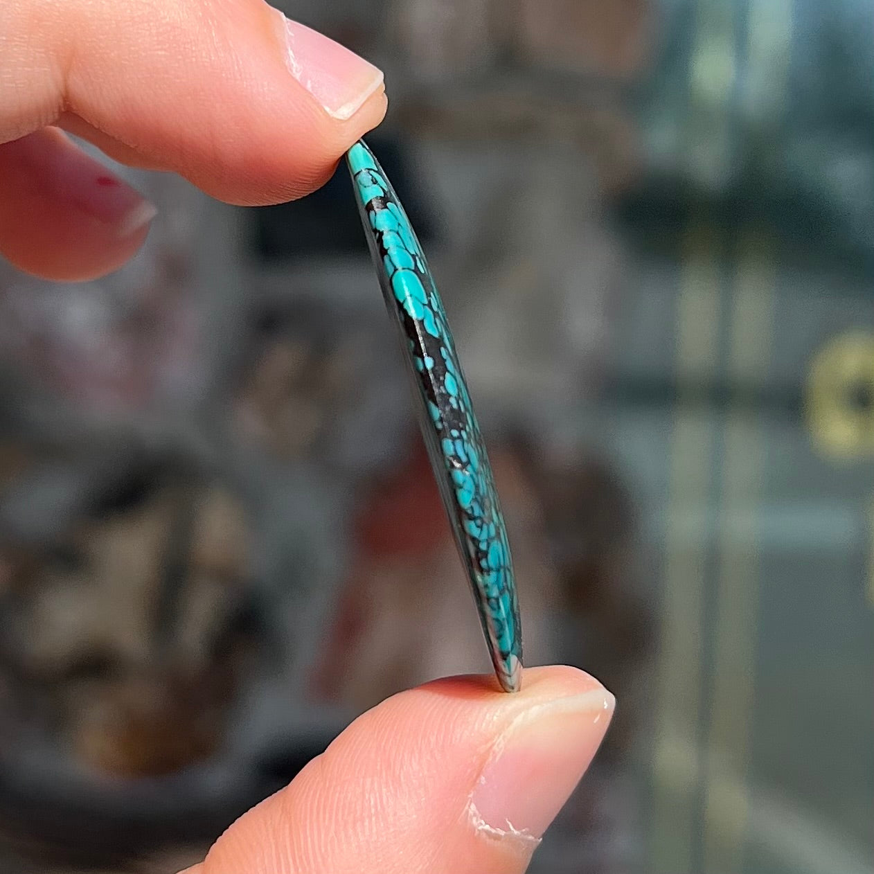 34.70ct Lone Mountain Spiderweb Turquoise Cabochon | Burton's