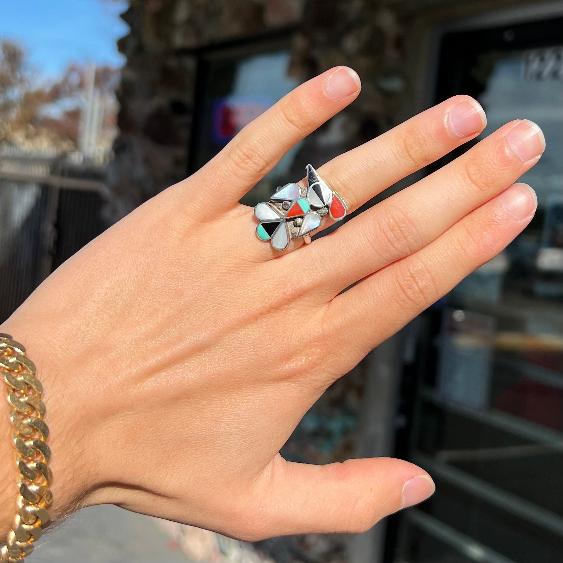 1970's Zuni Thunderbird Stone Inlay Ring | Burton's – Burton's