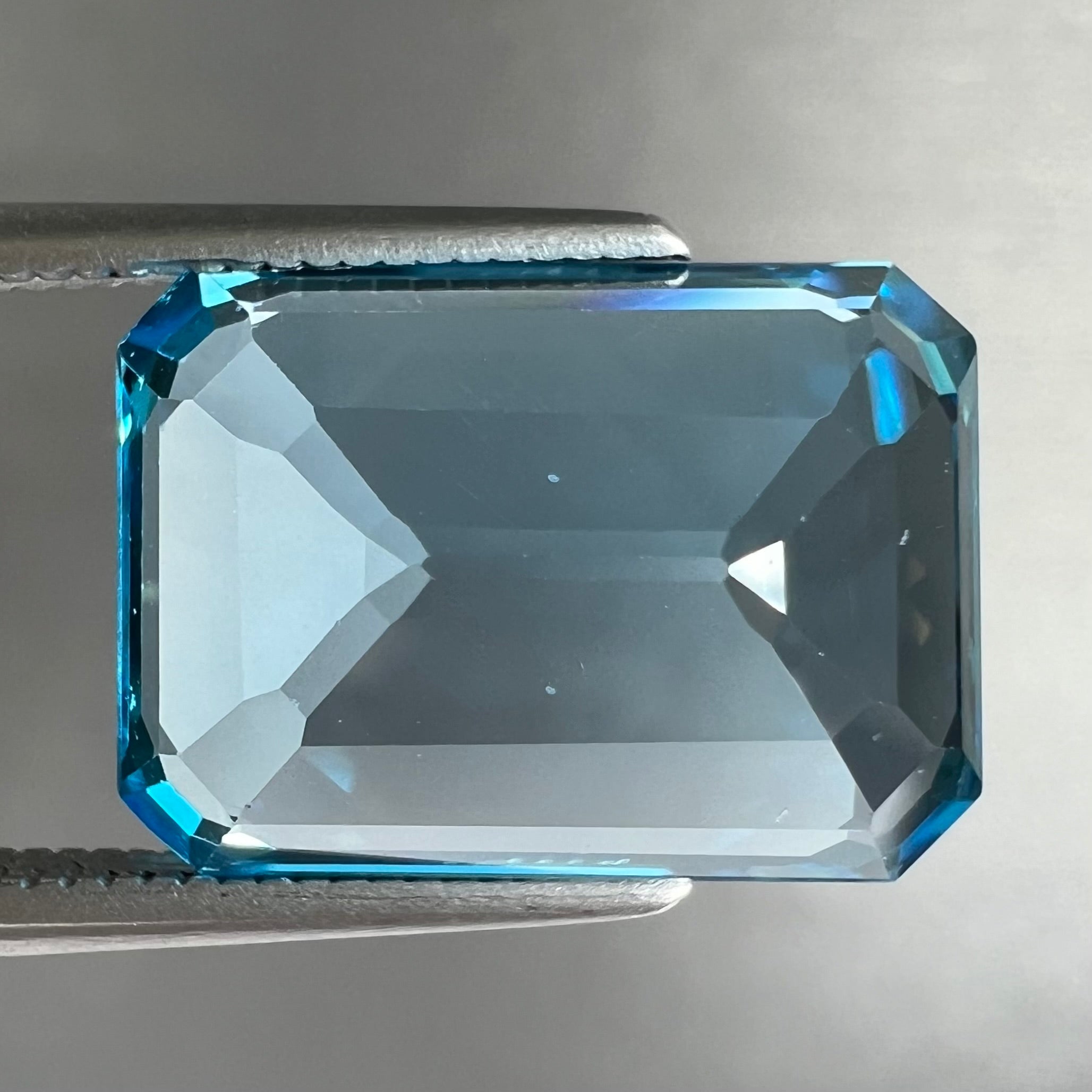 Nice Looking 13.10 Ct Emerald Shape Natural Blue Topaz Gemstone newest CGI Certified