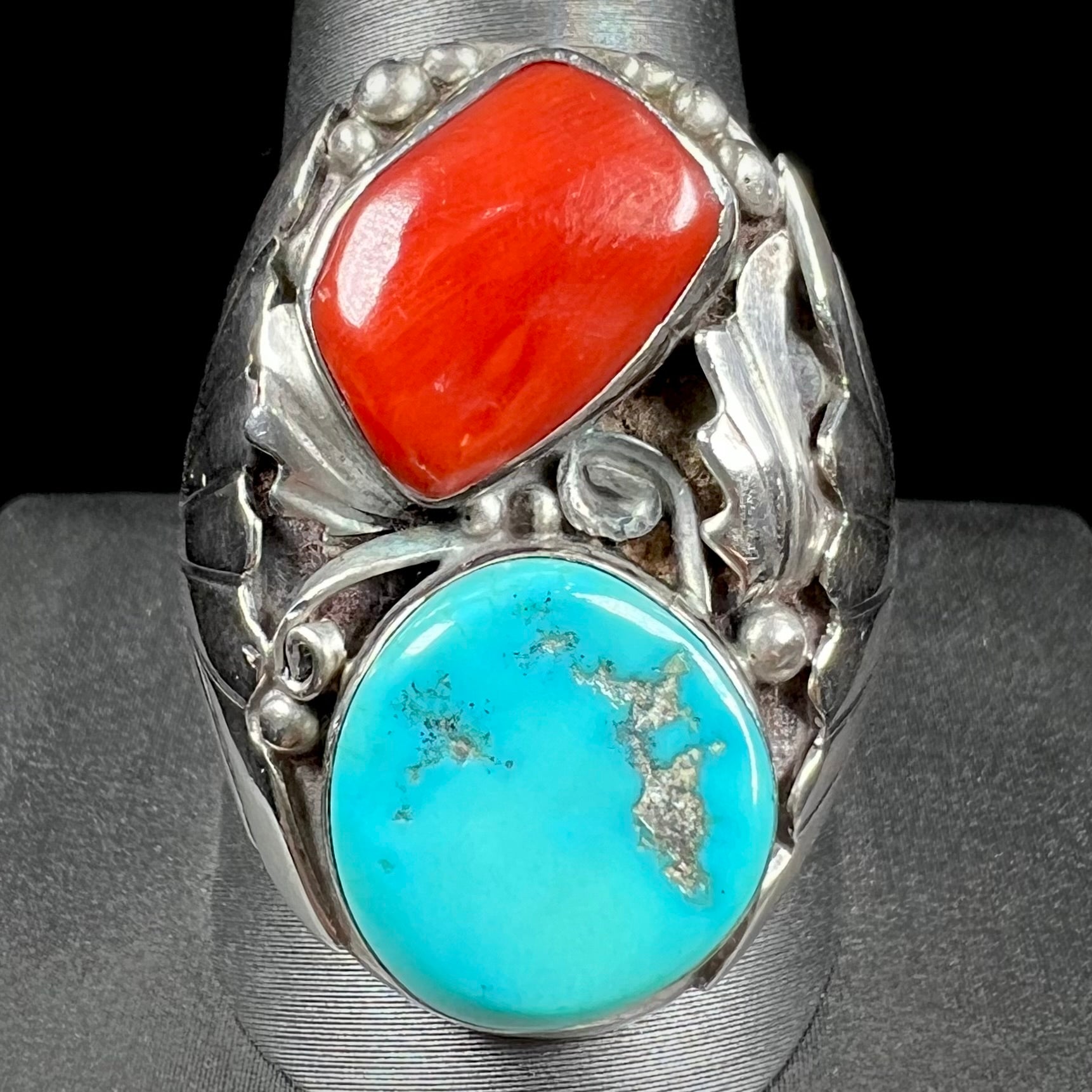 Men's vintage Turquoise And Coral ring size 12 cheapest