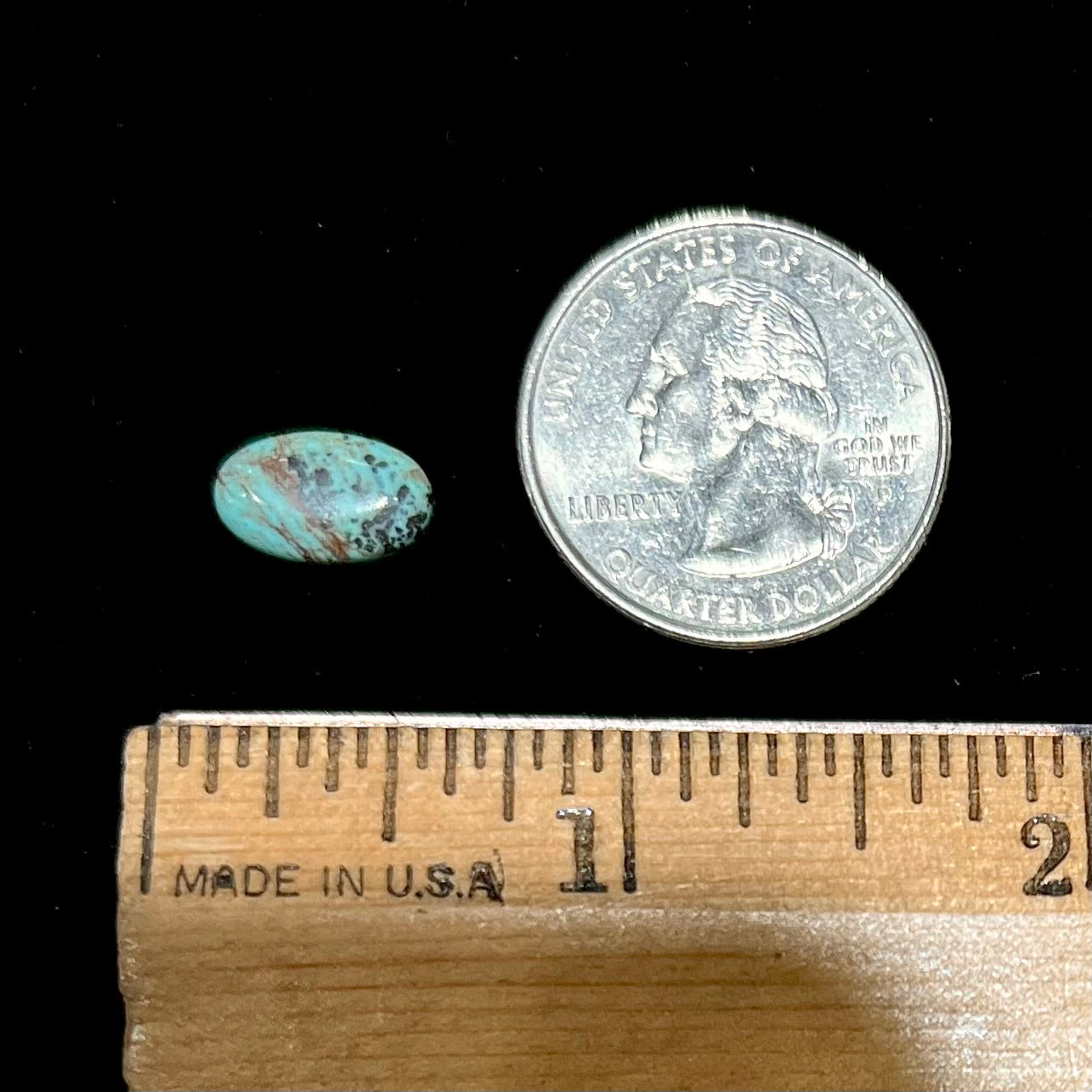 A loose, speckled, oval cabochon cut Valley Blue turquoise stone from Lander County, Nevada.