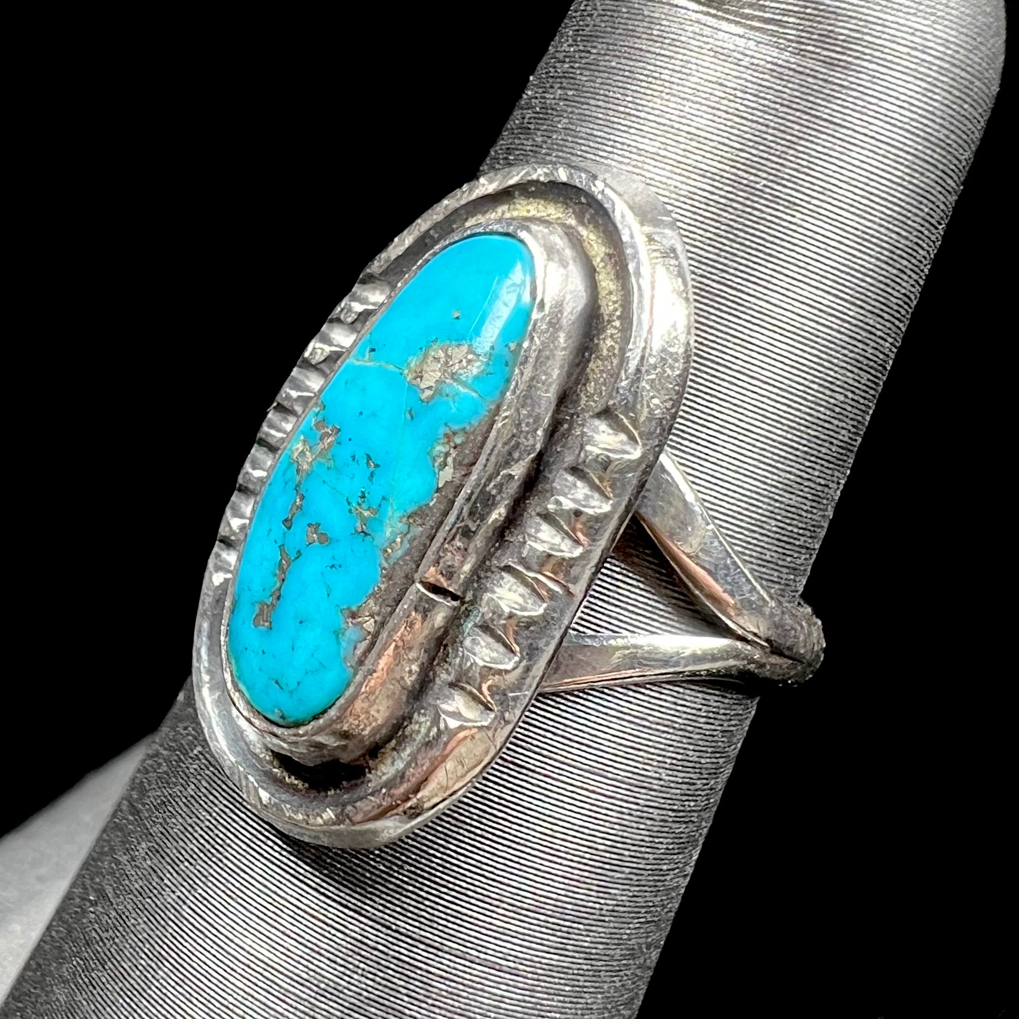 Vintage Turquoise Ring Signed FC, Sterling Silver Native cheapest American Ring Sz 7