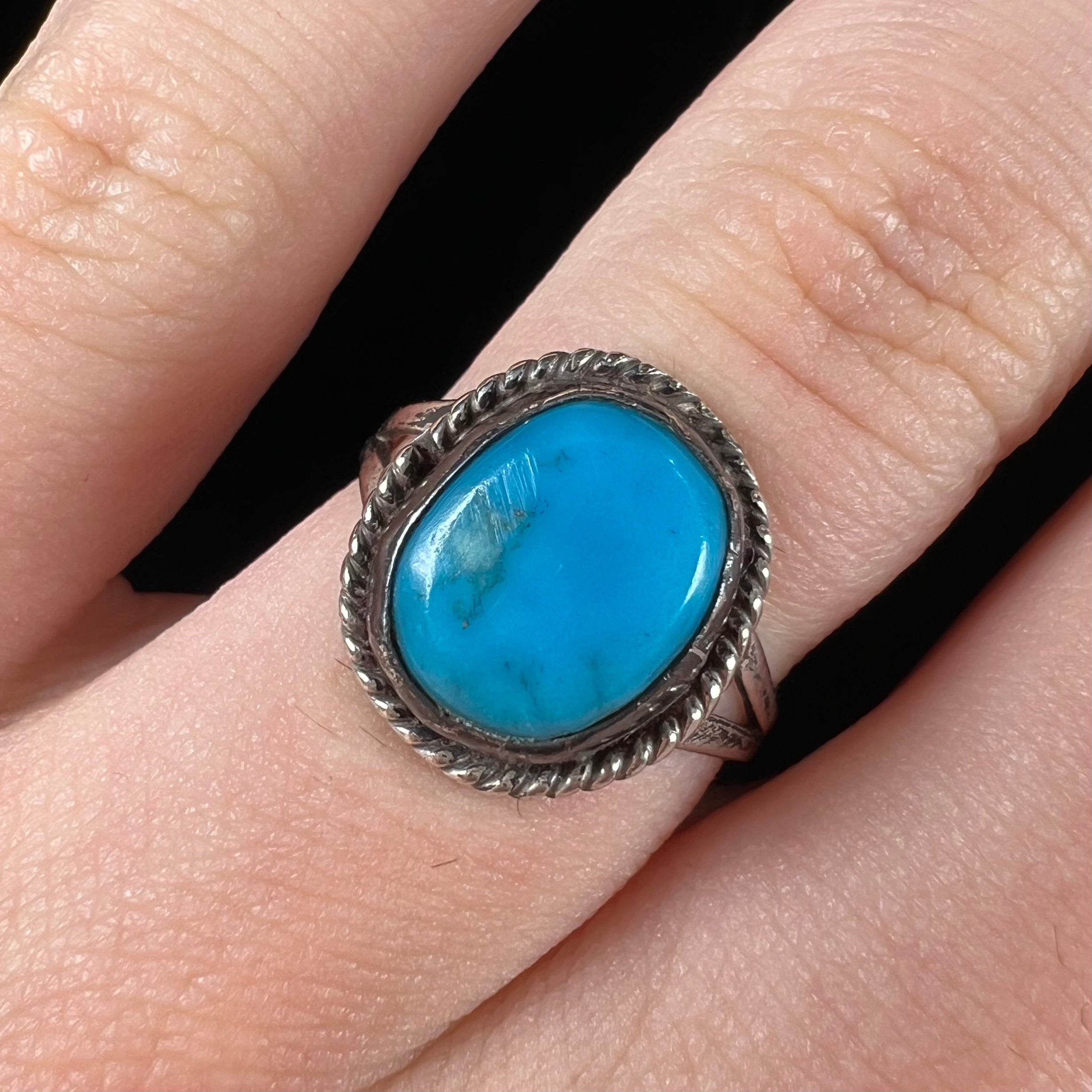 VINTAGE 1970'S STERLING SILVER TURQUOISE cheapest TALL RING SIZE 9.5