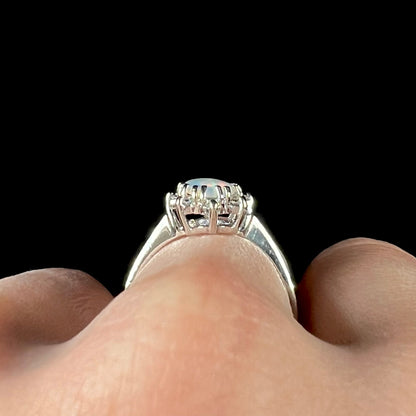 Carmen | Estate White Crystal Opal & Diamond Ring in 10kt White Gold