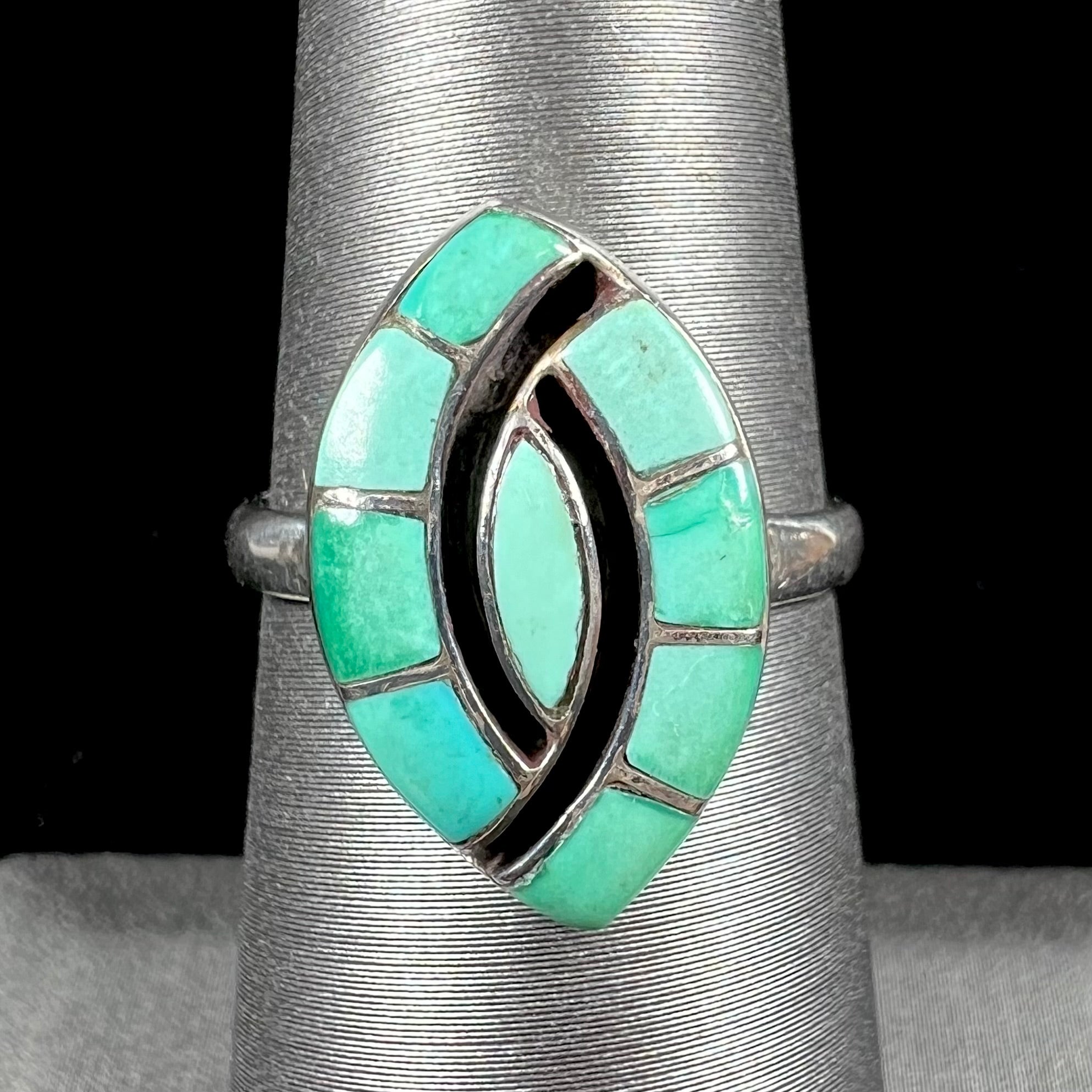 ITEM #672 online Q.T. .925 Mosaic inlaid turquoise ring