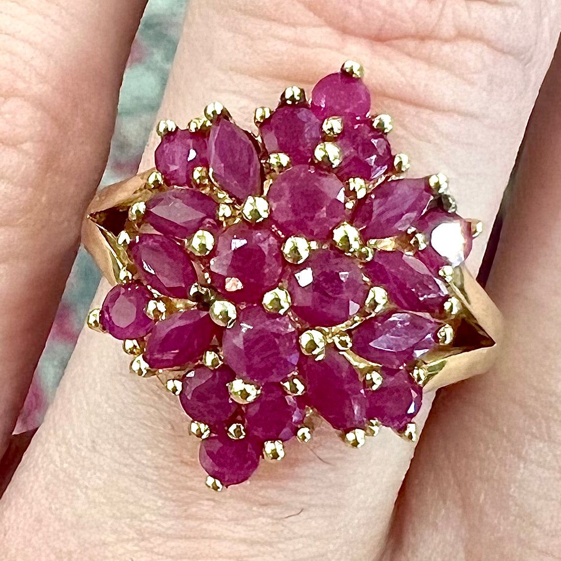 Burma Ruby Cluster Ring | 10kt