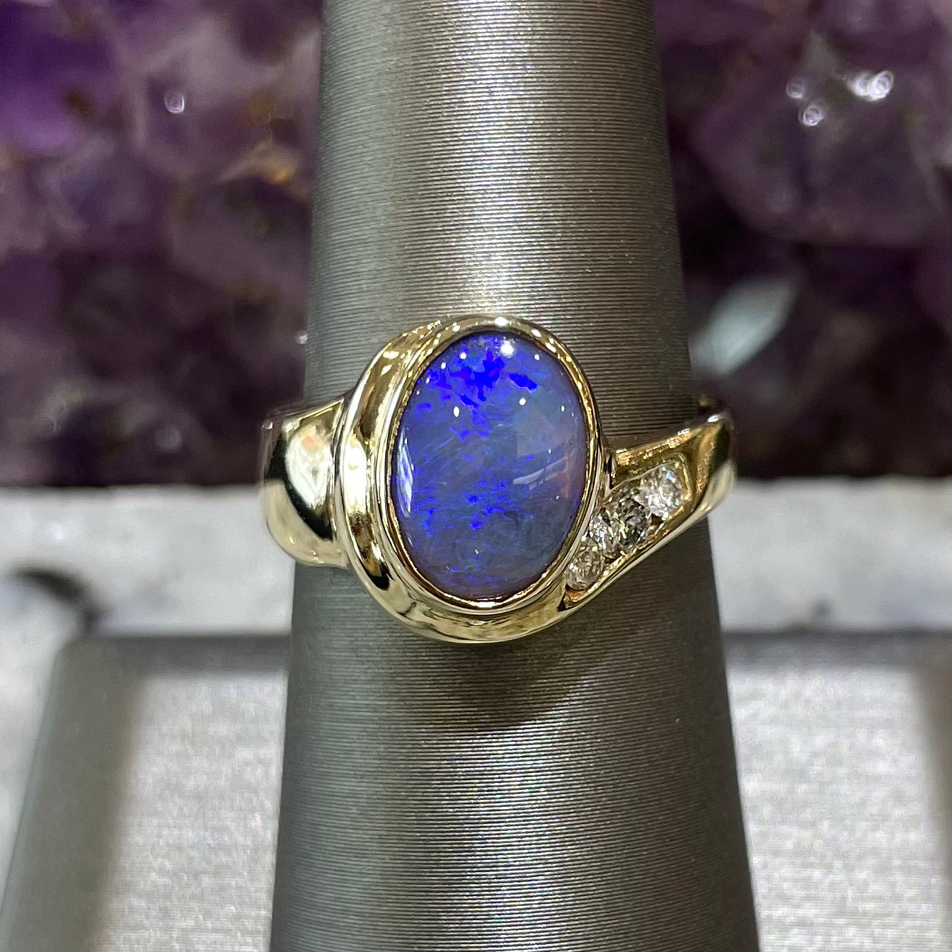 Black Opal Ring 5446 - Australian Opal Jewelry - Opal Pendants, Opal Rings,  Opal Bracelets & Earrings
