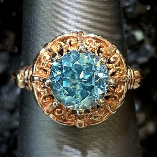 Blue Zircon Ring | 14kt