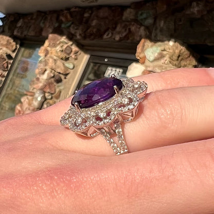 Ornate Amethyst & CZ Ring | Sterling Silver