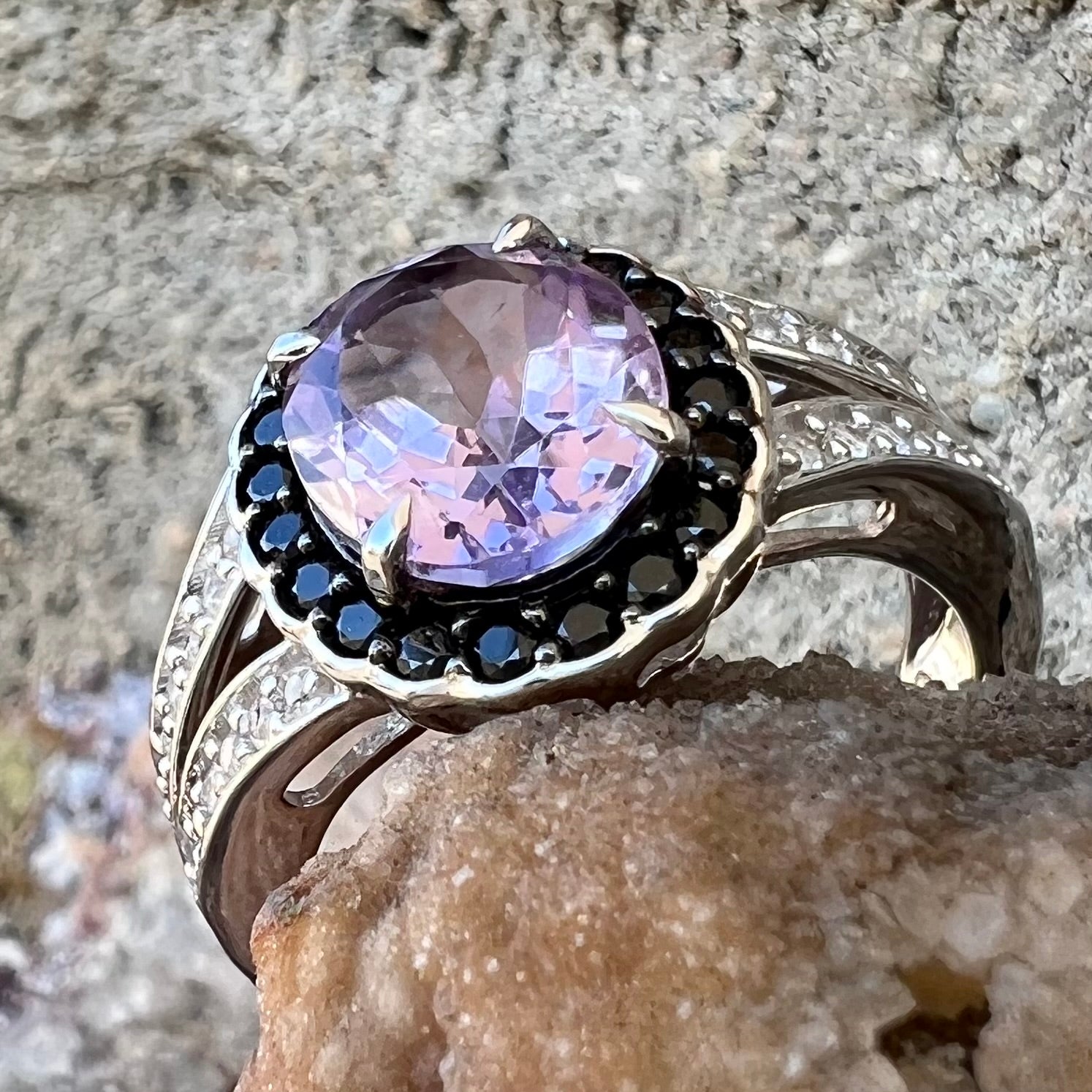 Amethyst and silver on sale rings