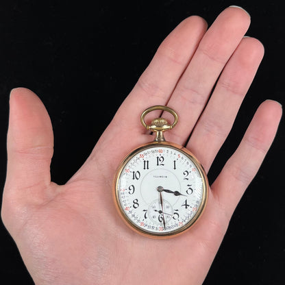 A gold filled, railroad grade pocket watch with an Illinois face and an A. Lincoln movement.