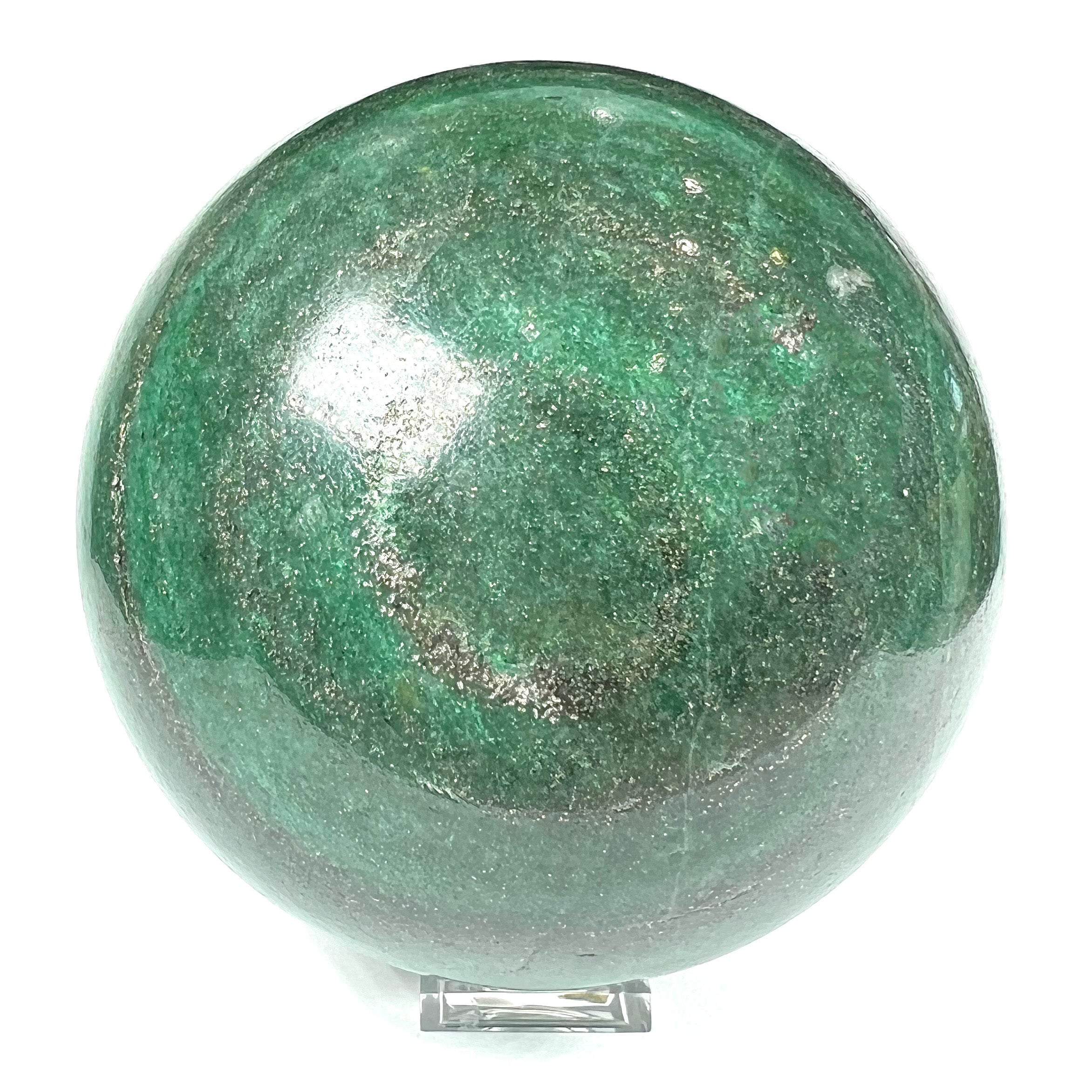 Green Aventurine with Quartz Sphere +FREE Glass Stand! Large Green Aventurine Sphere - sale Natural Green Aventurine Quartz Sphere