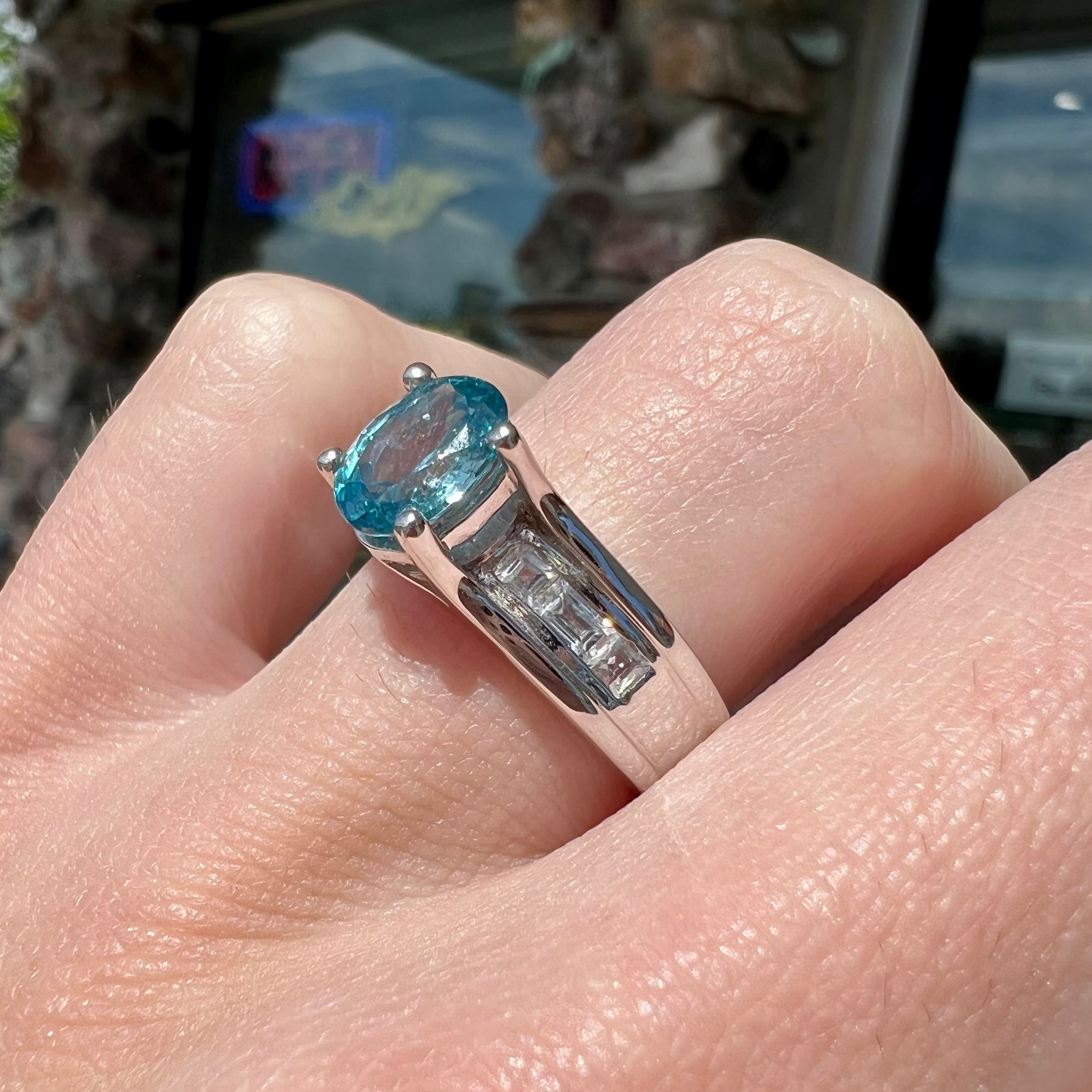 Blue zircon rings on sale for sale