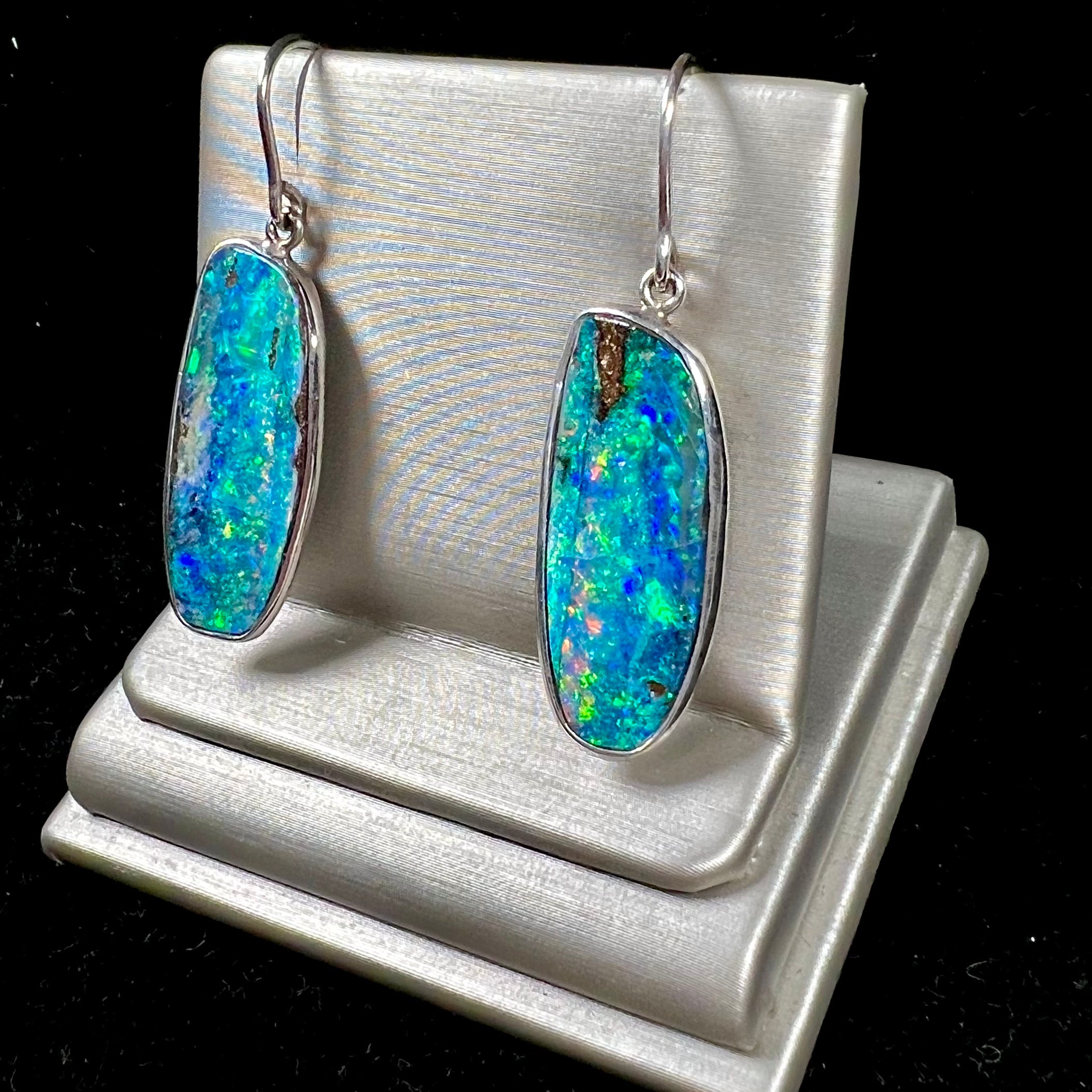 Blue green opal on sale earrings