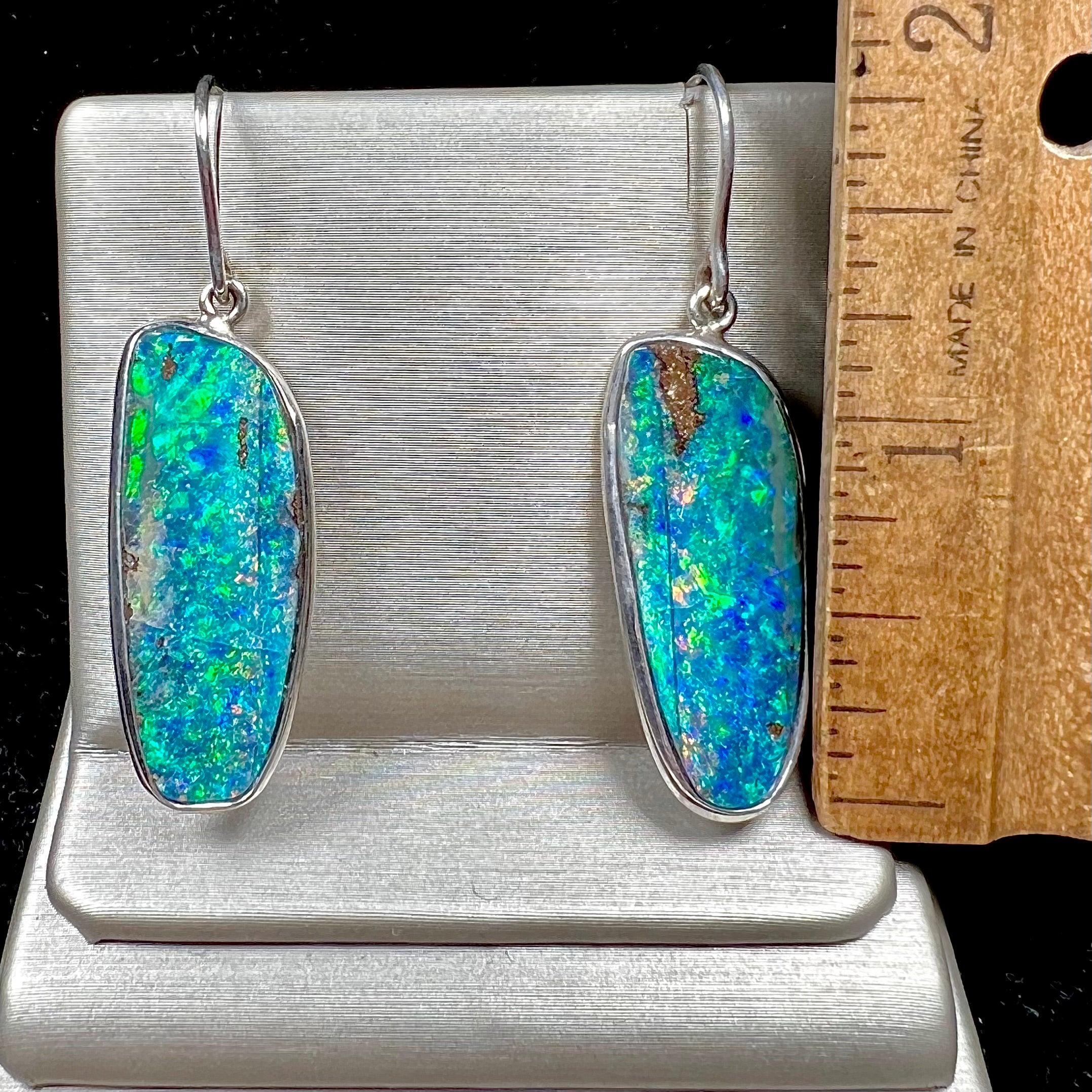 Blue Faux Fire Opal stud earrings in 925 Sterling Silver - Emily de Molly