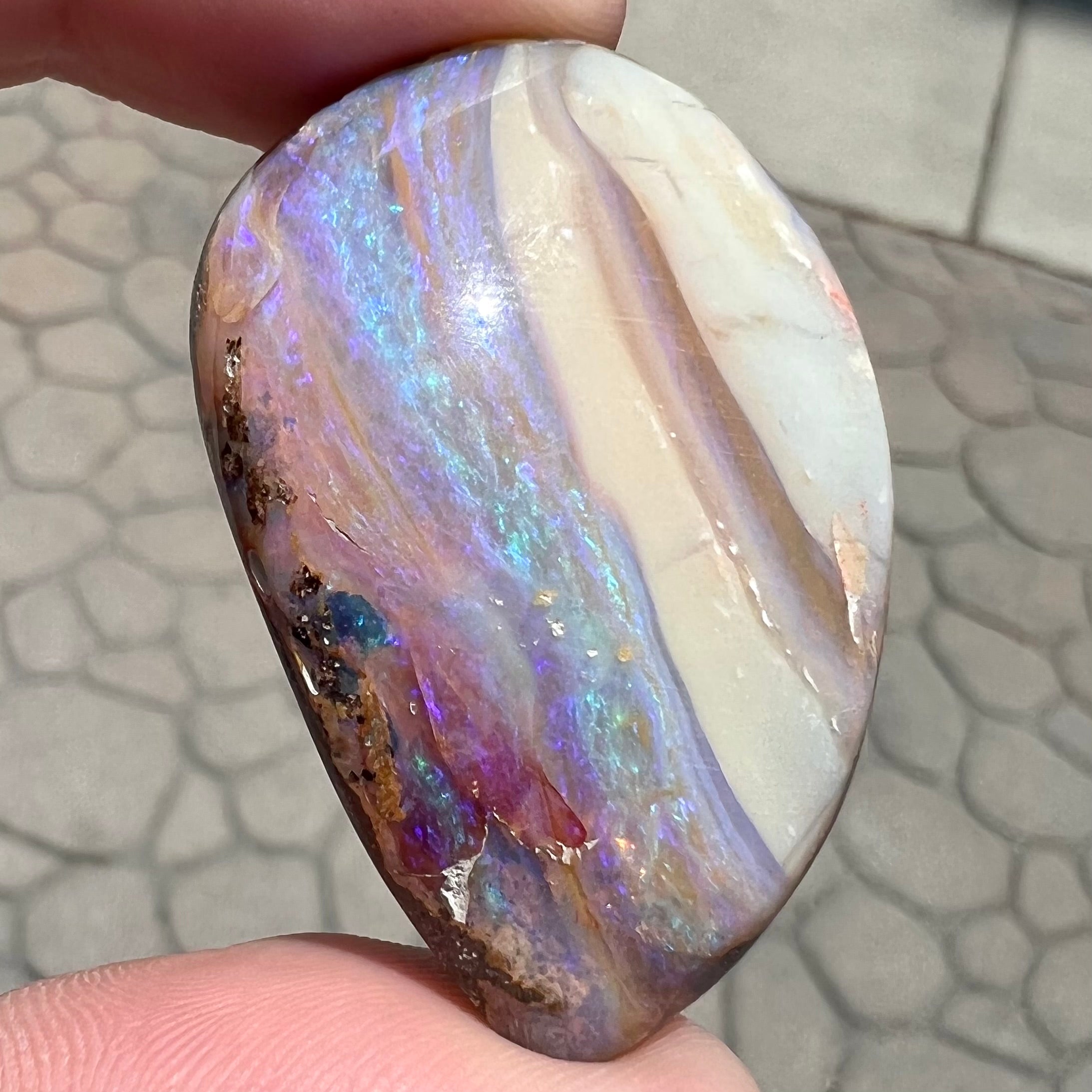 Natural Boulder Opal Fancy Flat Back Cabochon l Gemstone Free Form Smooth Cabochon | Boulder Opal Semi Precious Gemstone | Rainbow hotsell Fire Opal