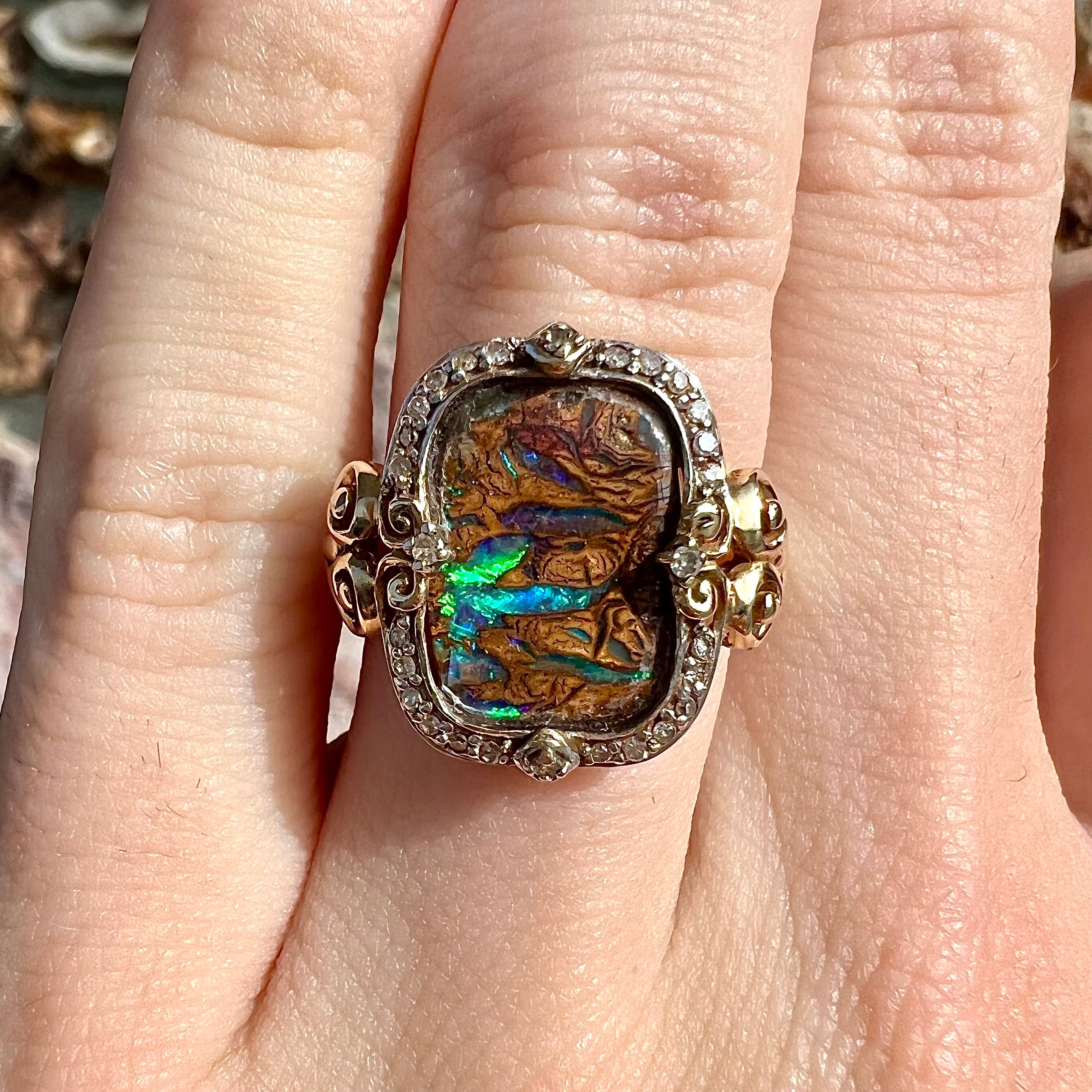 Boulder deals Opal Ring, Koroit Boulder Opal