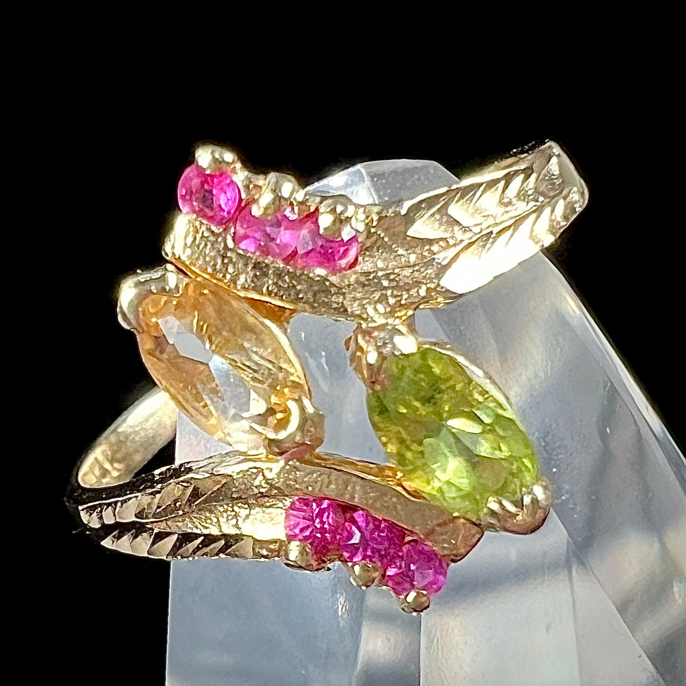 Ladies' Peridot, Citrine, & Ruby Ring in 14kt Yellow Gold