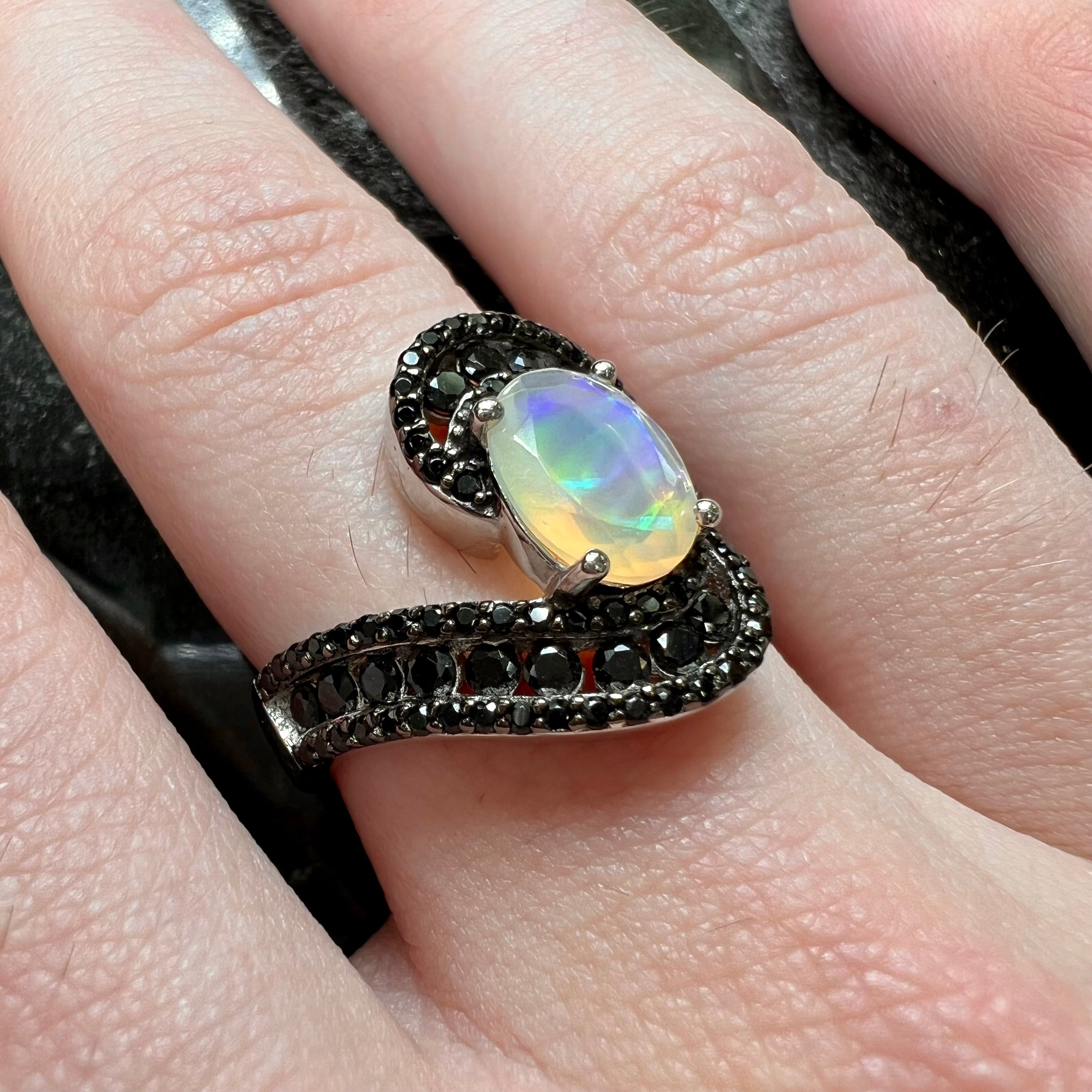 Ethiopian black opal deals ring