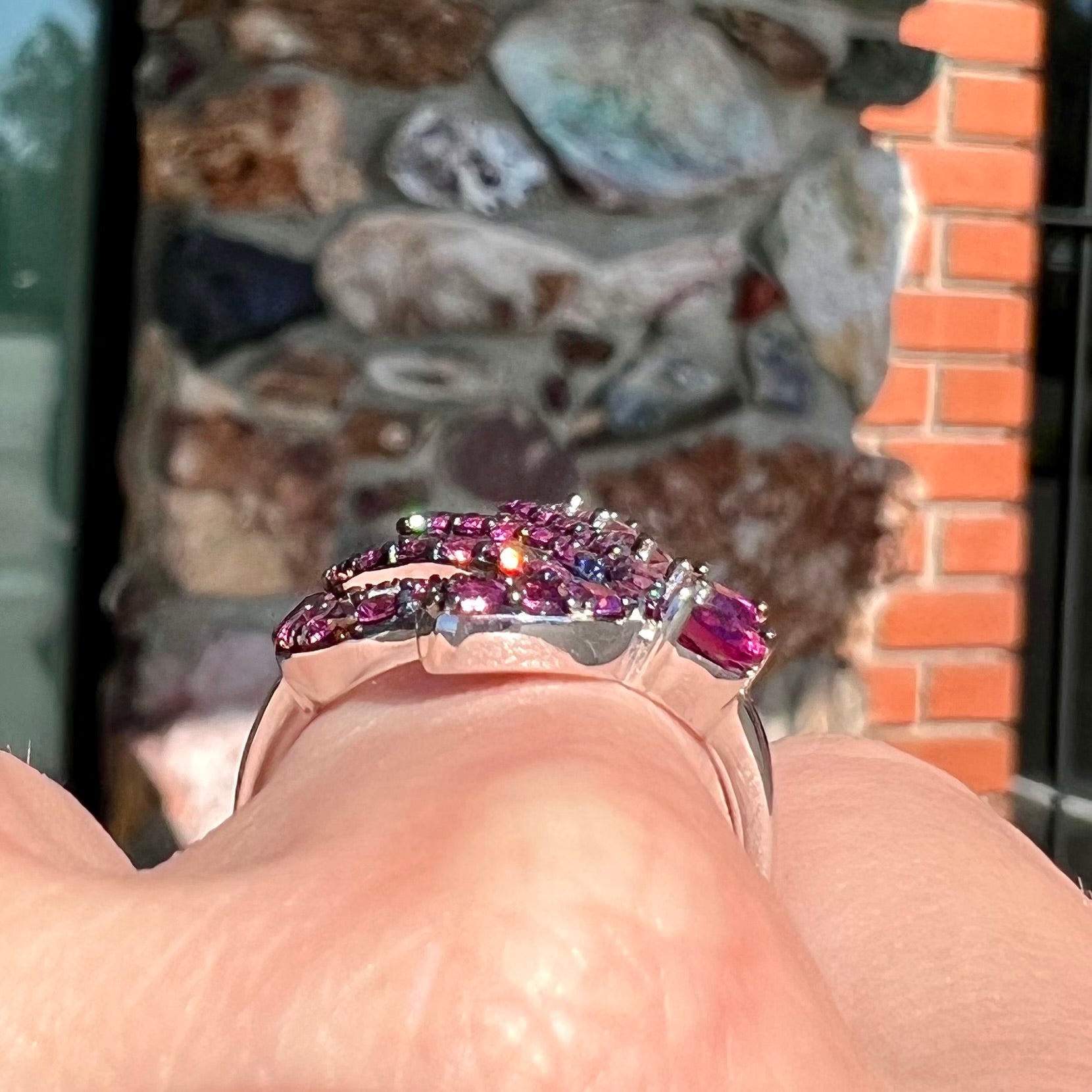 Sterling Silver Rhodolite Garnet Feather Ring | Burton's