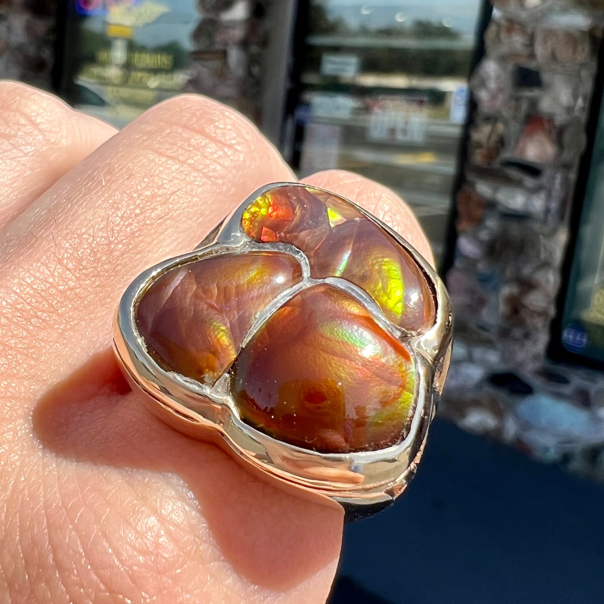 The HAUNT- Men's Solid Gold Custom Fire Agate Ring | Burton's