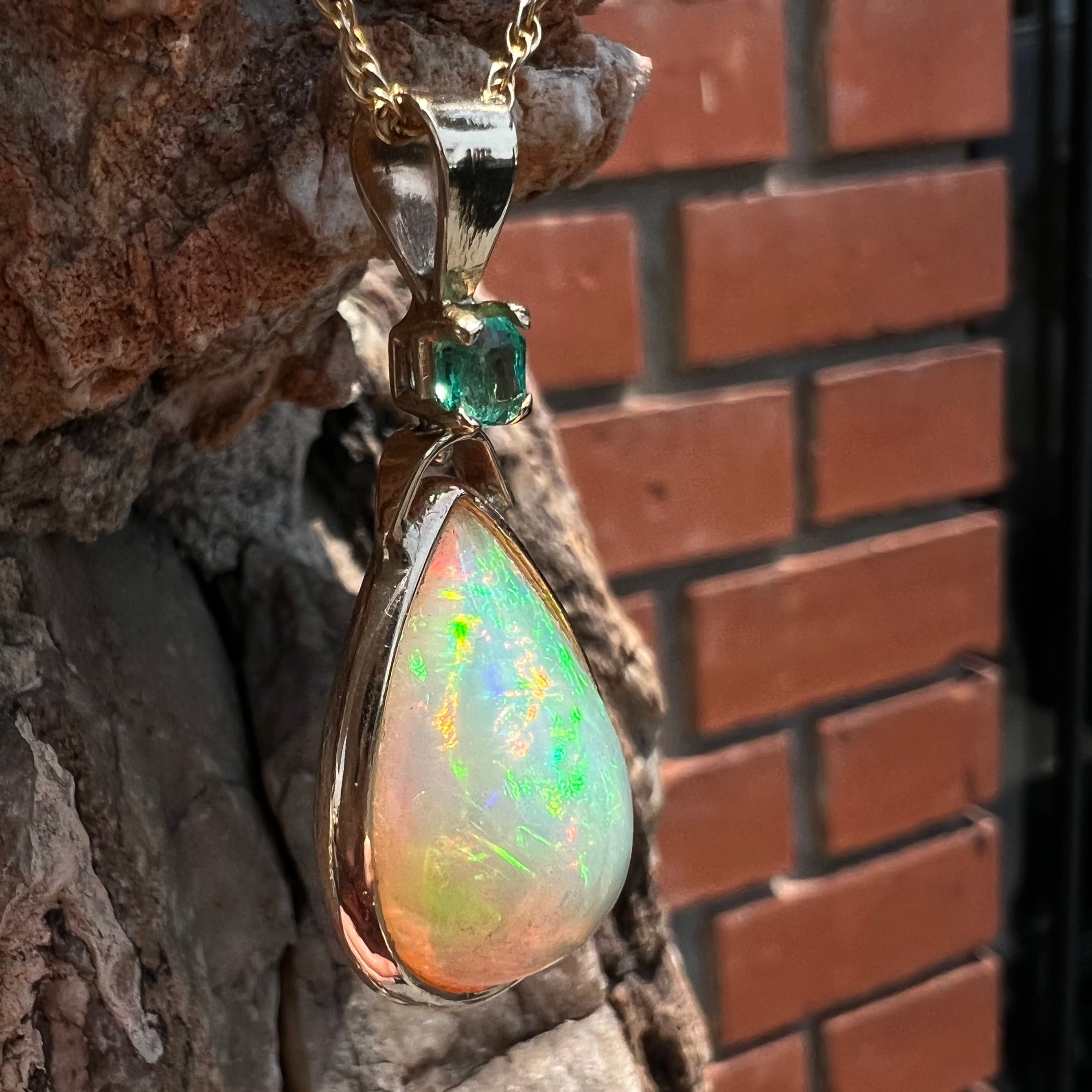 Fire opal store pendant necklace