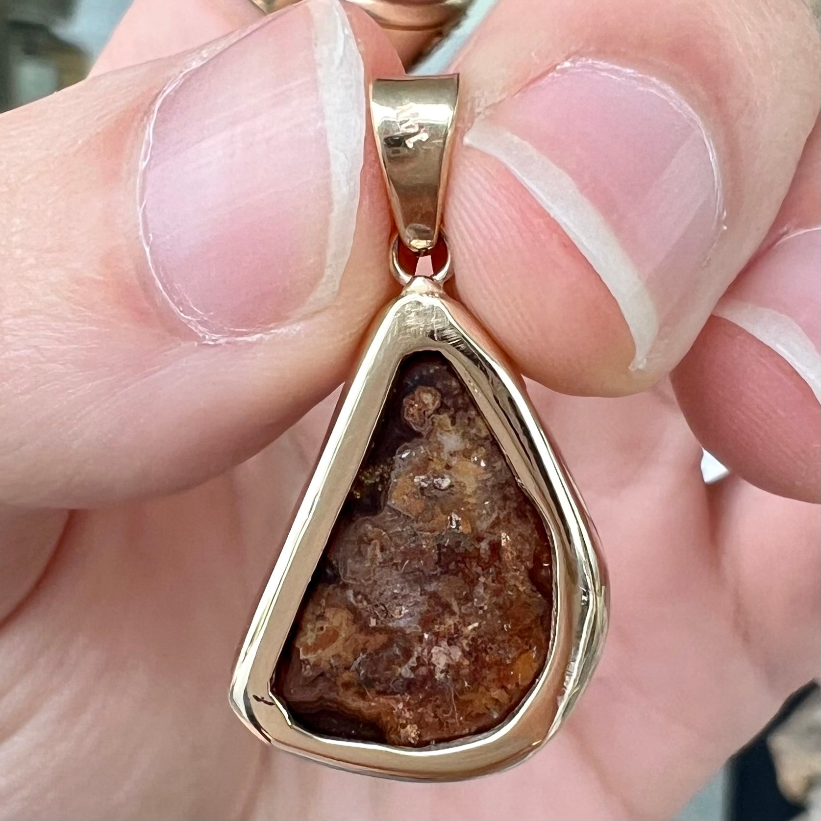 Handmade Pendant Fire Agate, 24k Gold Leaf, .925 Silver and 36 Other minerals! orders