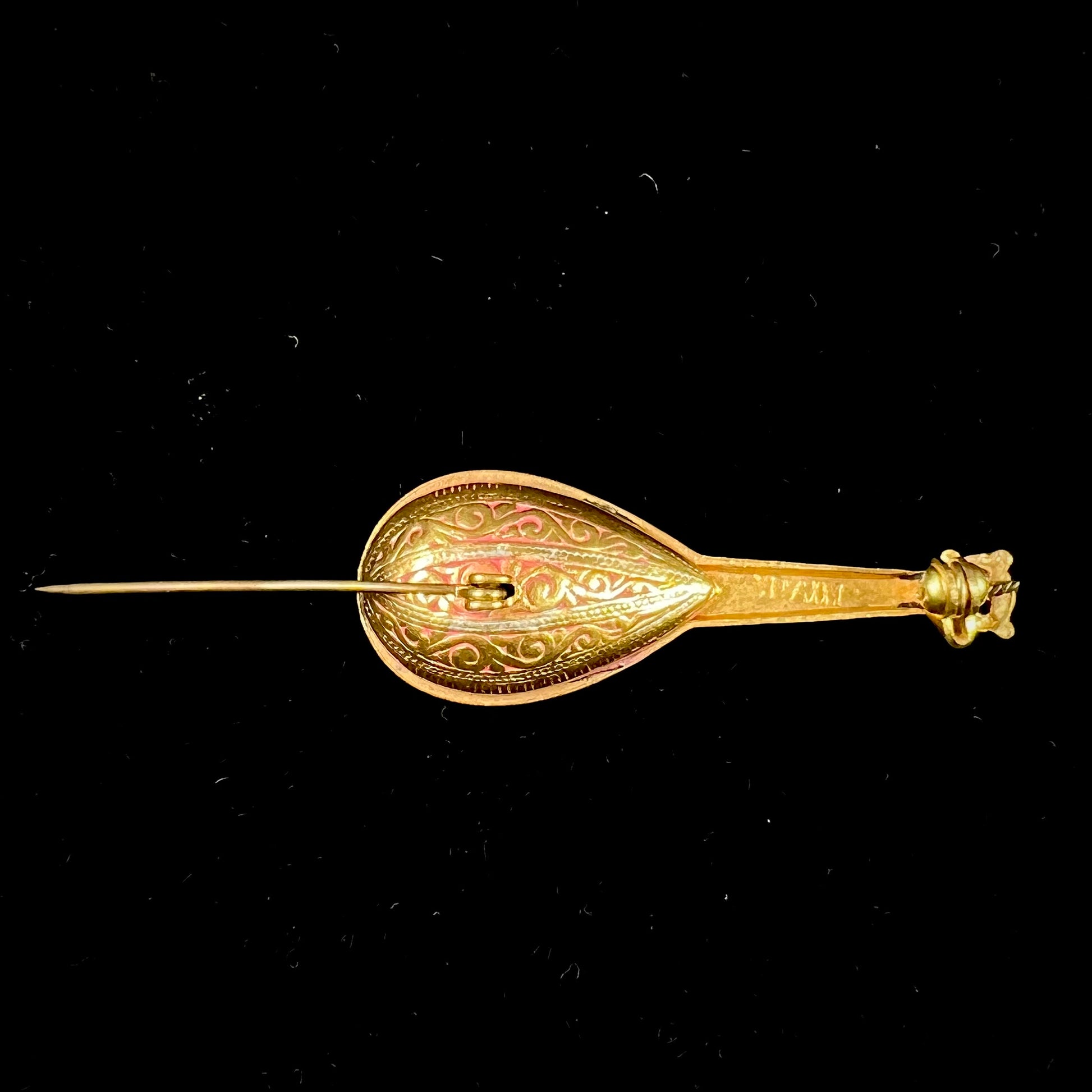 Spanish Damascene Mandolin Brooch Pin, c.1960's