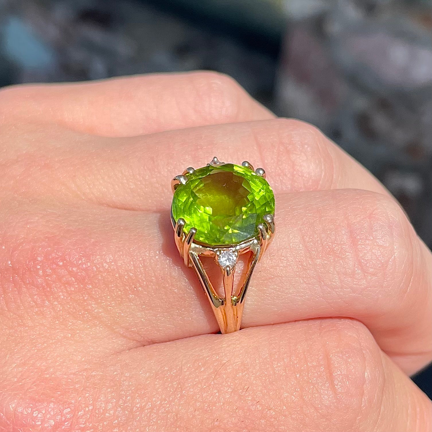 Peridot stone deals engagement ring