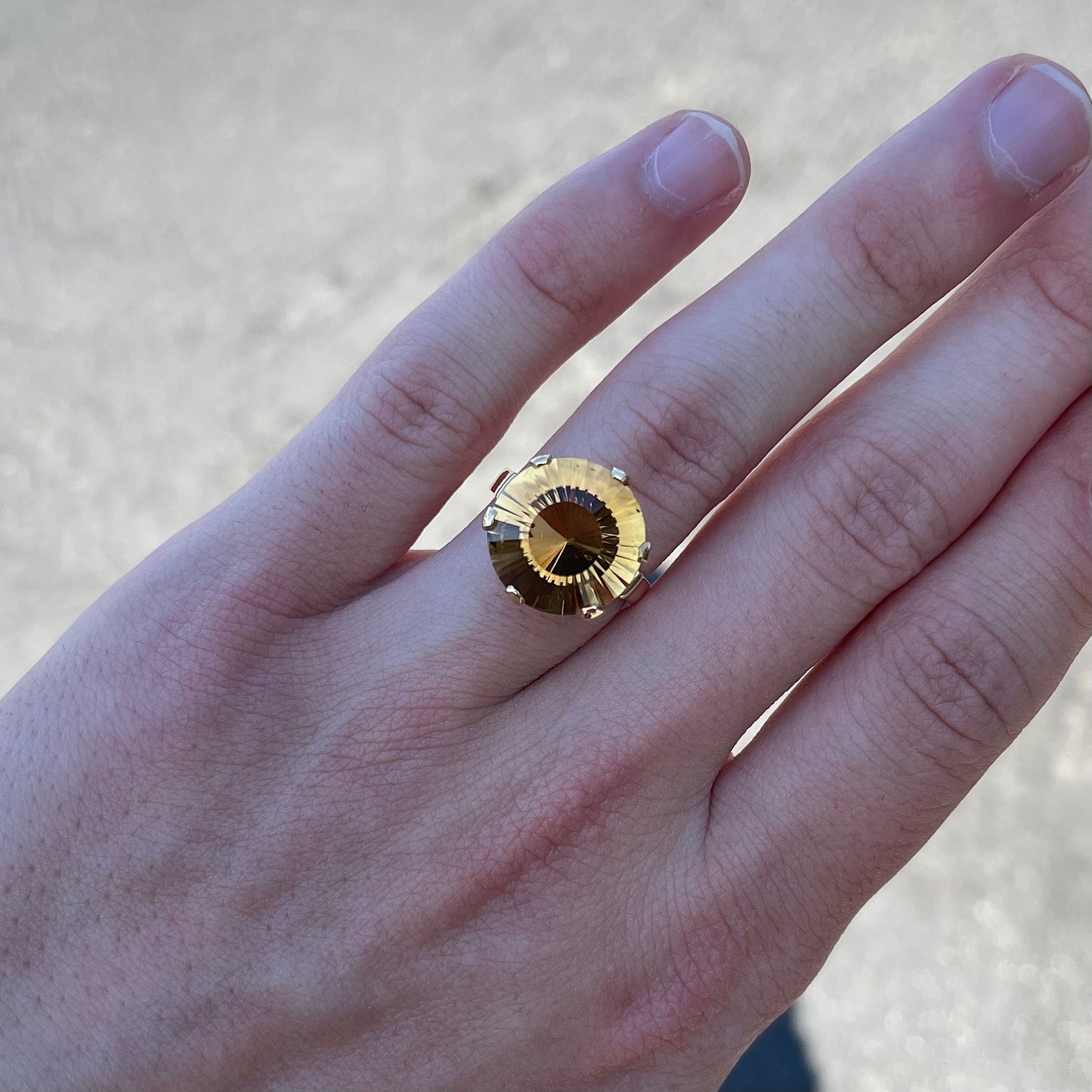 Citrine Disco Cut Ring | 14kt