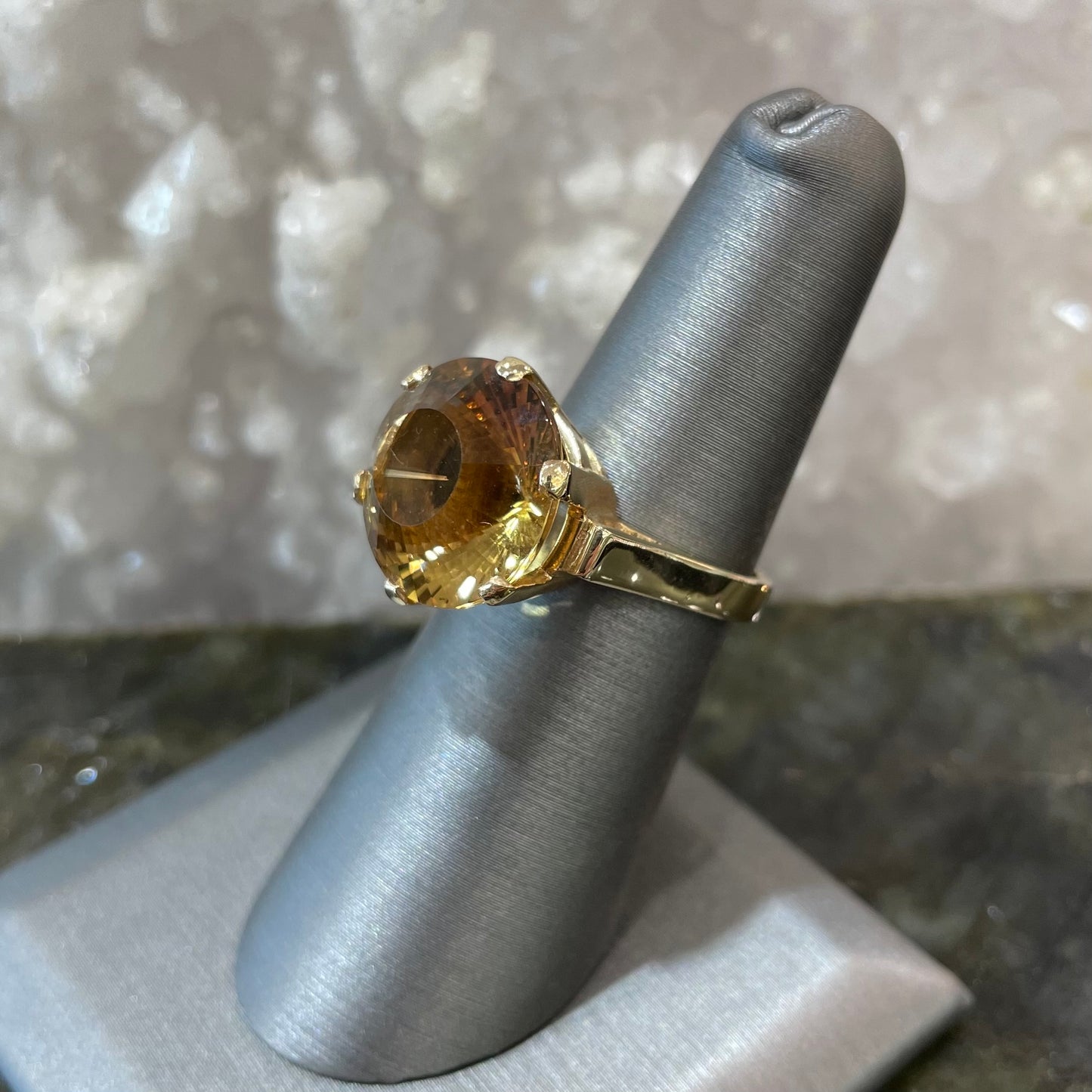 Citrine Disco Cut Ring | 14kt