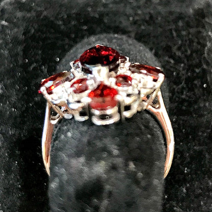 Garnet and Sapphire Ring | Sterling Silver