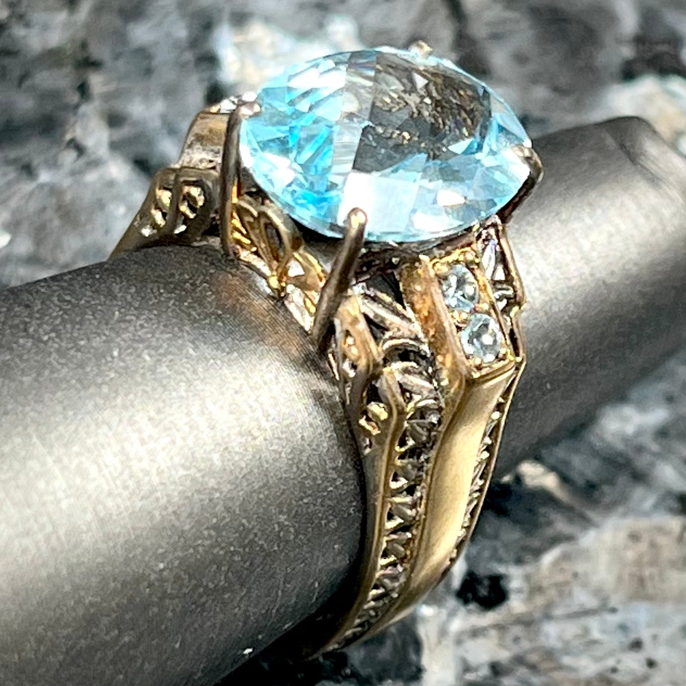 Blue Topaz Euro Shank Ring | Sterling Silver