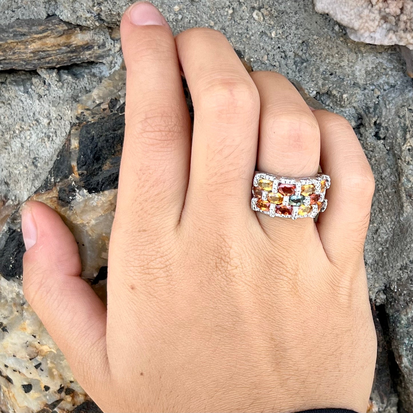 Orange Sapphire Ring | Sterling Silver