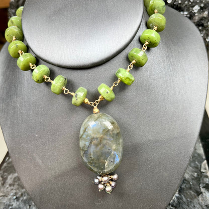 Labradorite and Jade Necklace