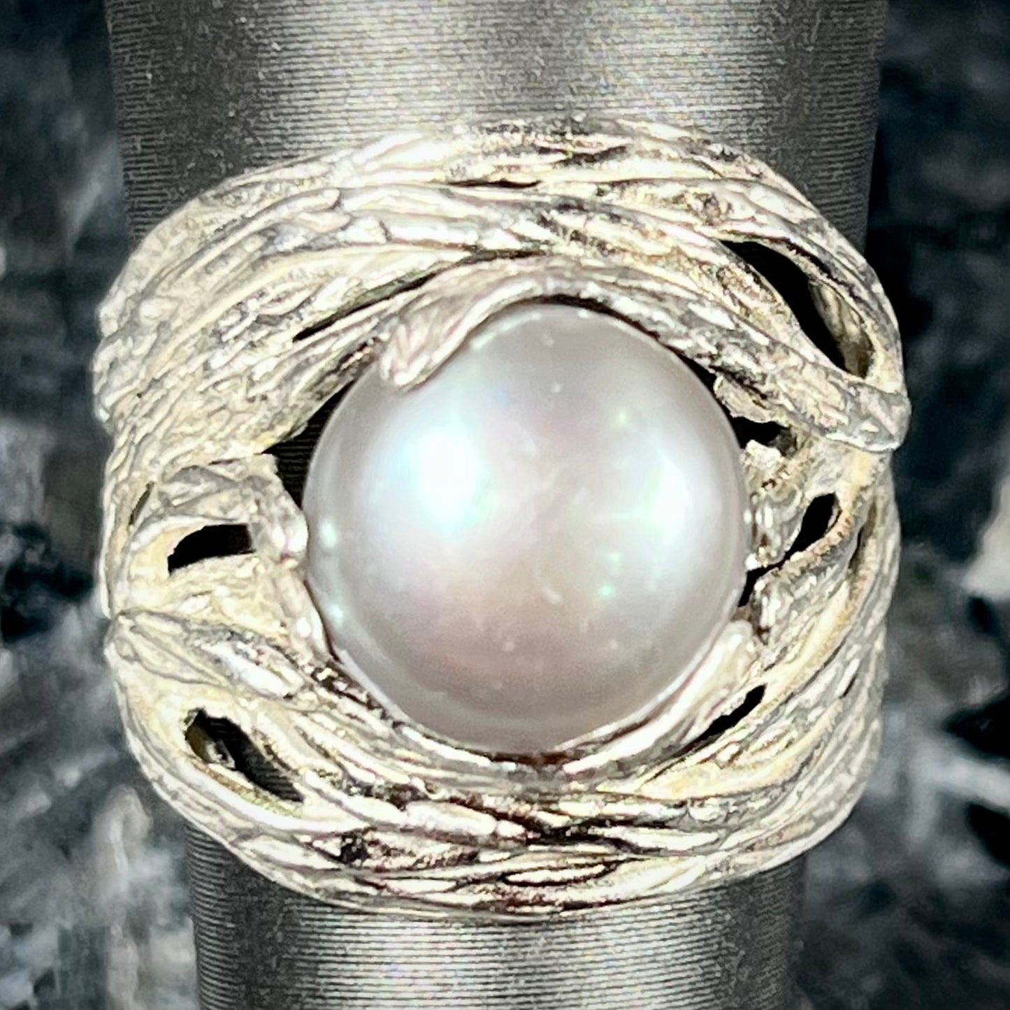 Organic Style Pearl Ring | Sterling Silver
