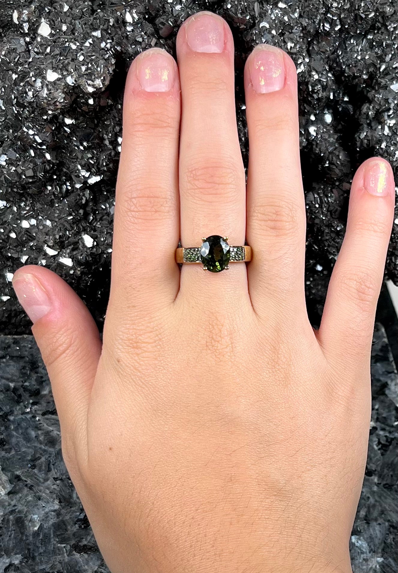 Chrome Diopside and Diamond Ring | Sterling Silver