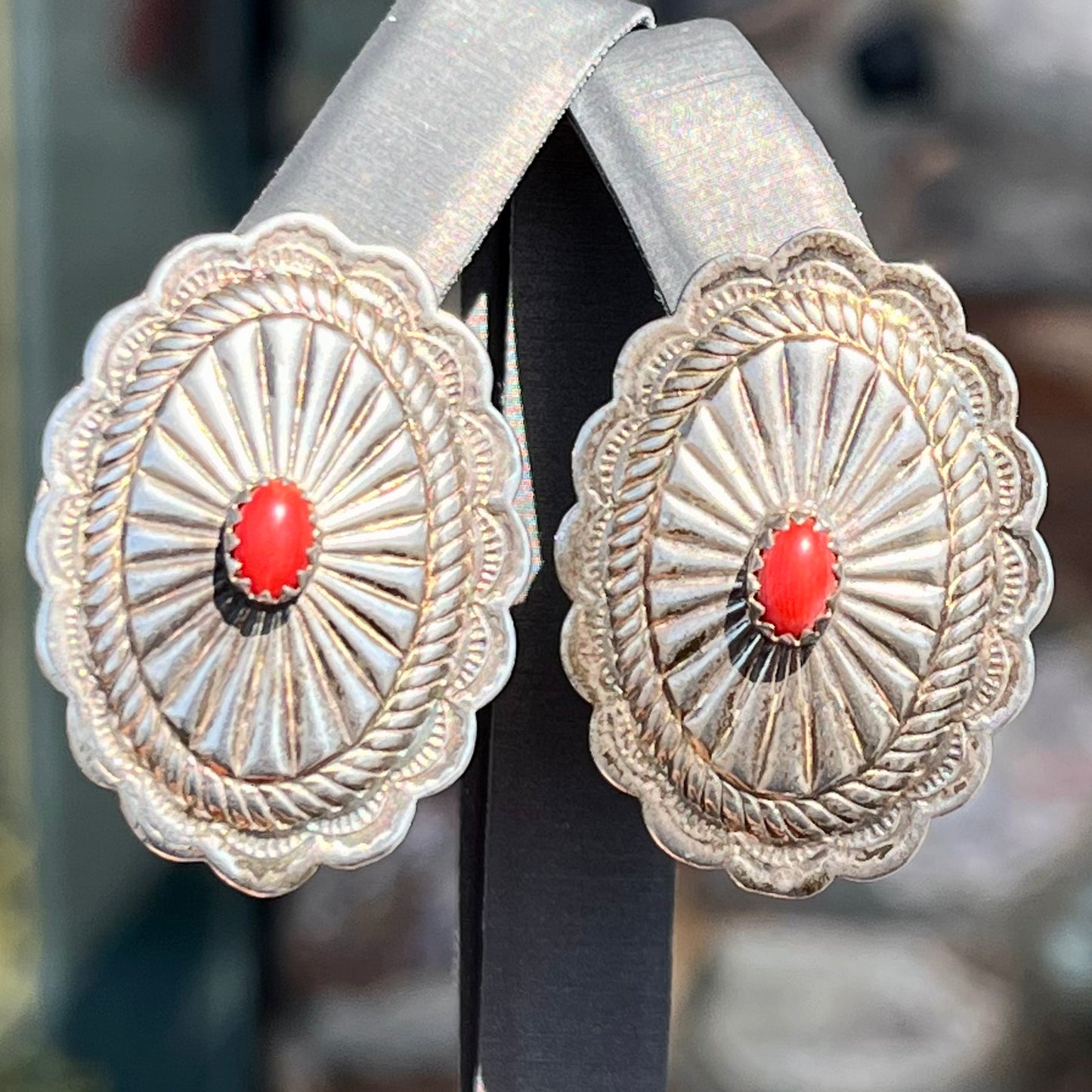 Coral Concho Earrings | Sterling Silver